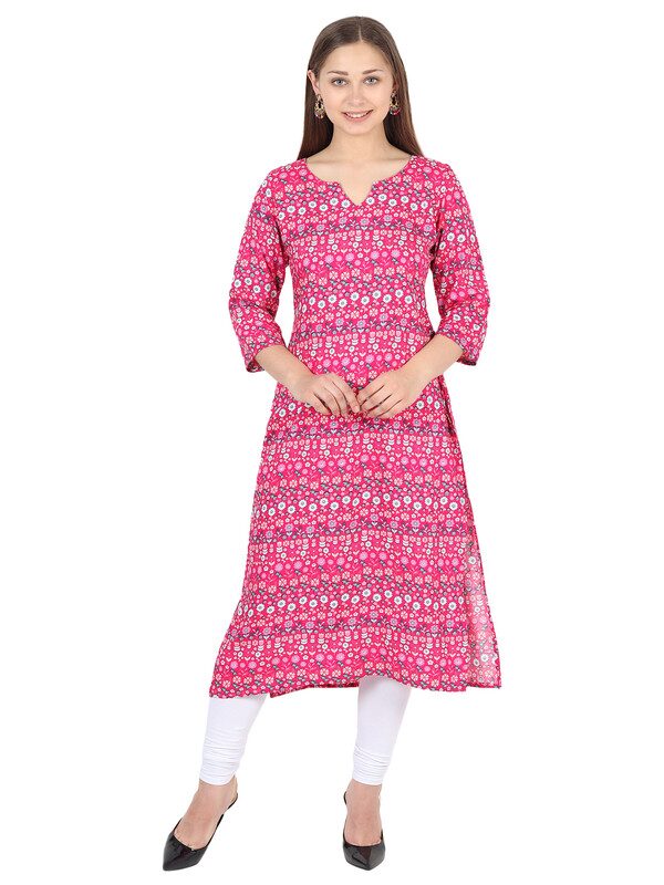 

ISAM Women Pink Floral Straight Kurta