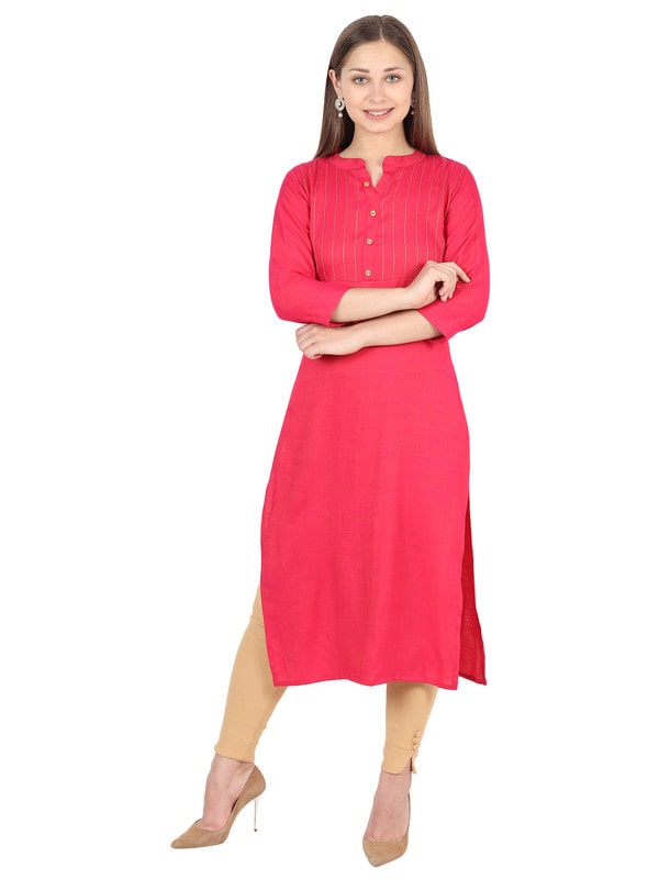 

ISAM Women Pink Solid Straight Kurta