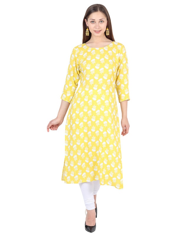 

ISAM Women Yellow Floral Straight Kurta