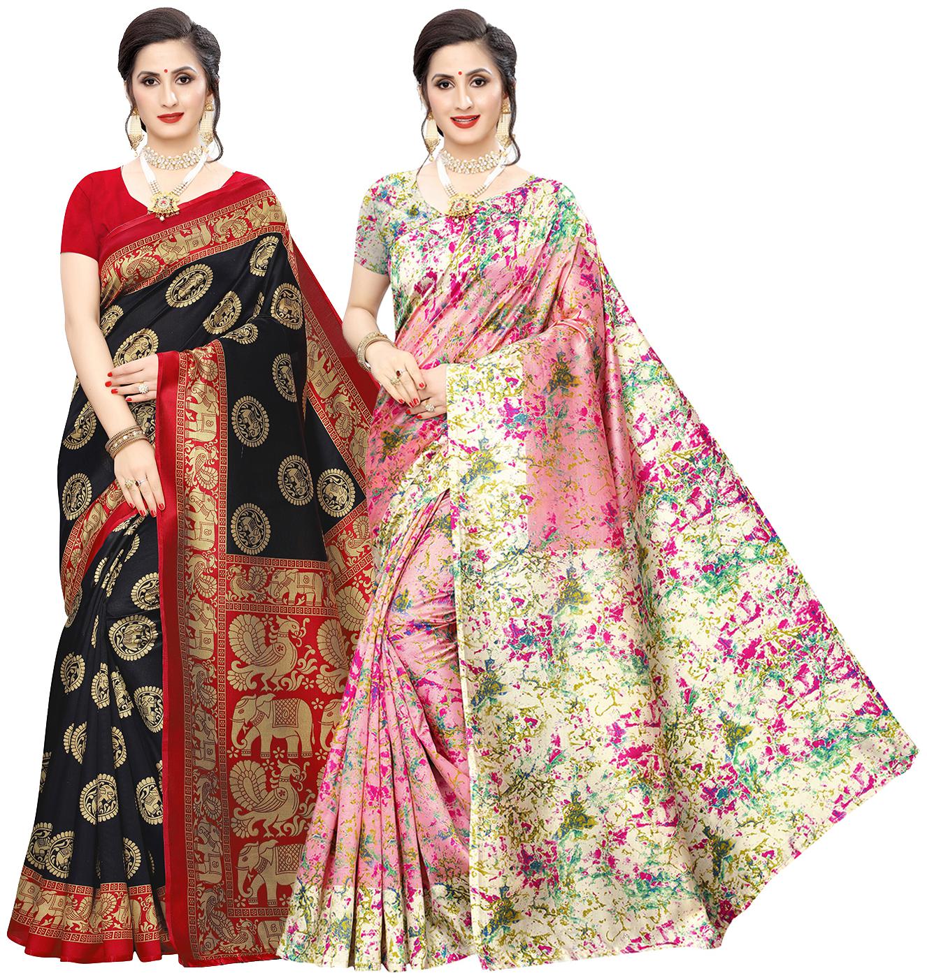 

Ishin Artificial Silk Daily Wear Women Regular Saree With Blouse Multi