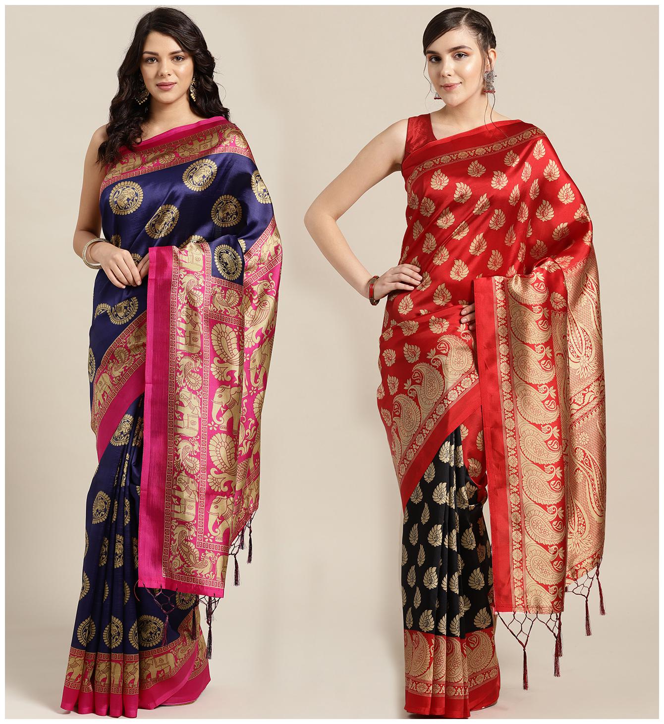 

Ishin Artificial Silk Daily Wear Women Regular Saree With Blouse Multi