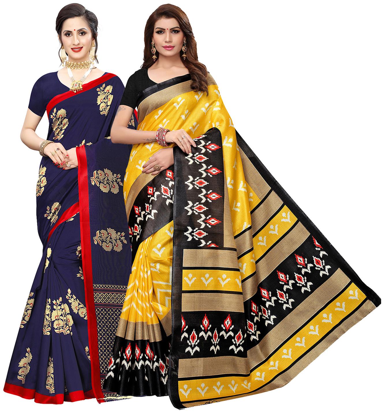 

Ishin Artificial Silk Daily Wear Women Regular Saree With Blouse Multi
