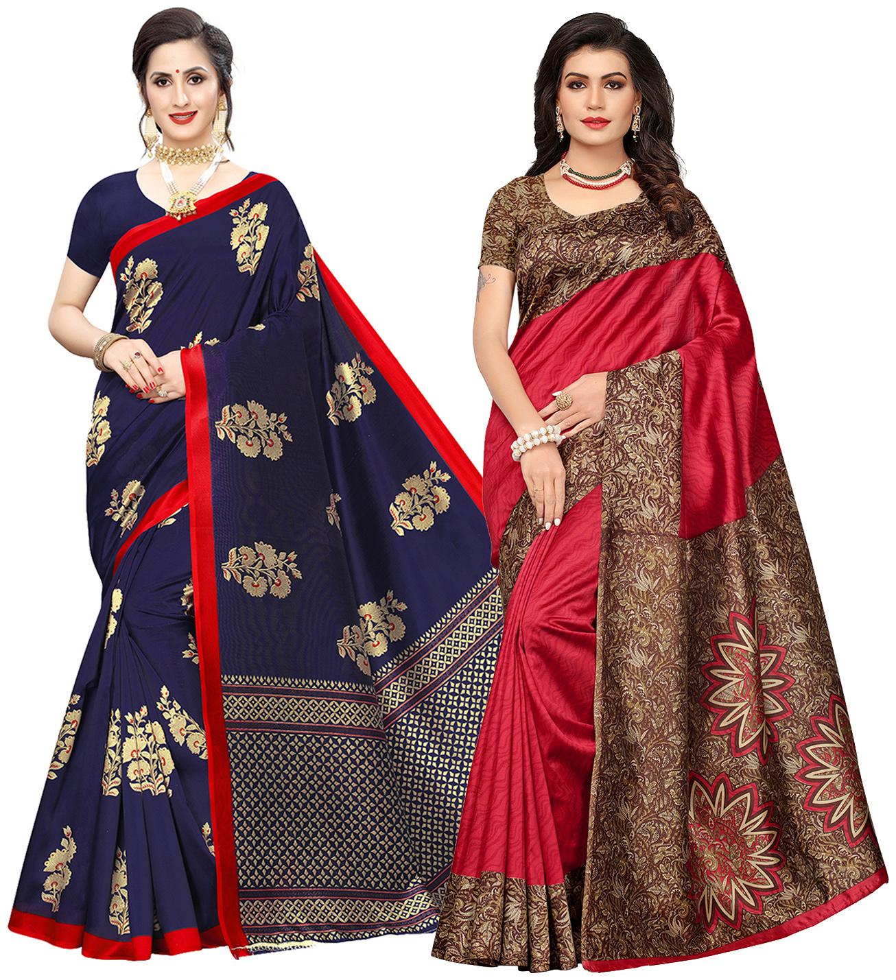 

Ishin Artificial Silk Daily Wear Women Regular Saree With Blouse Multi