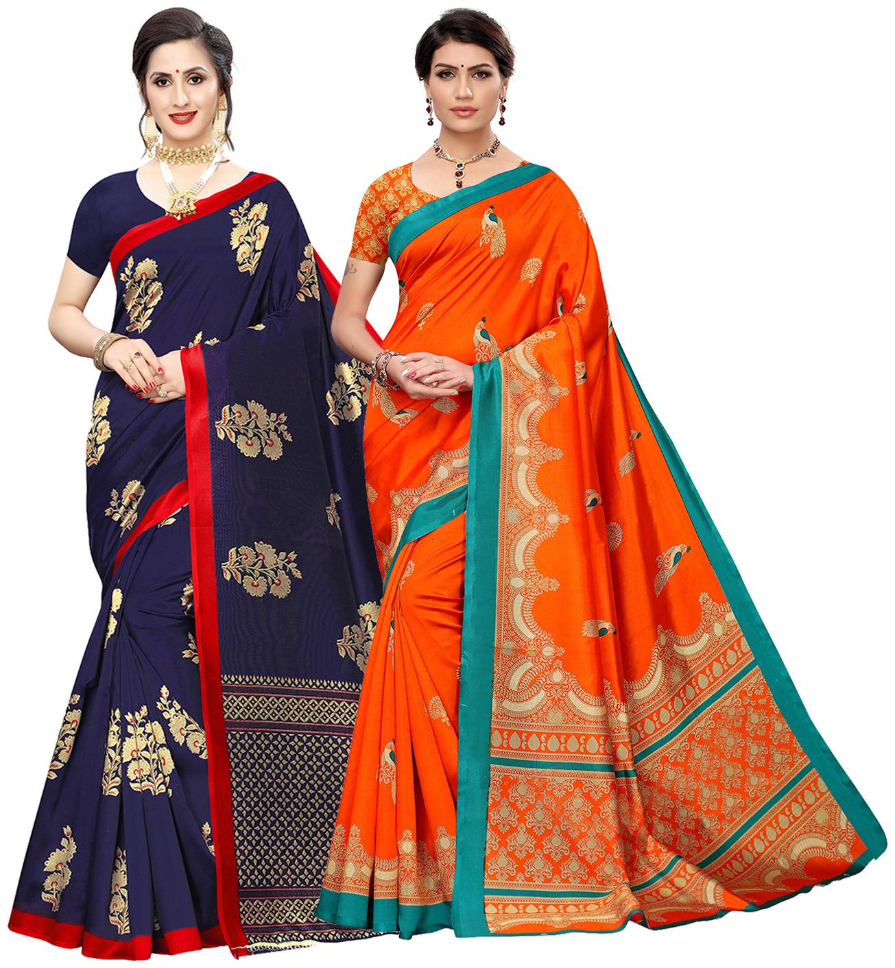 

Ishin Artificial Silk Daily Wear Women Regular Saree With Blouse Multi