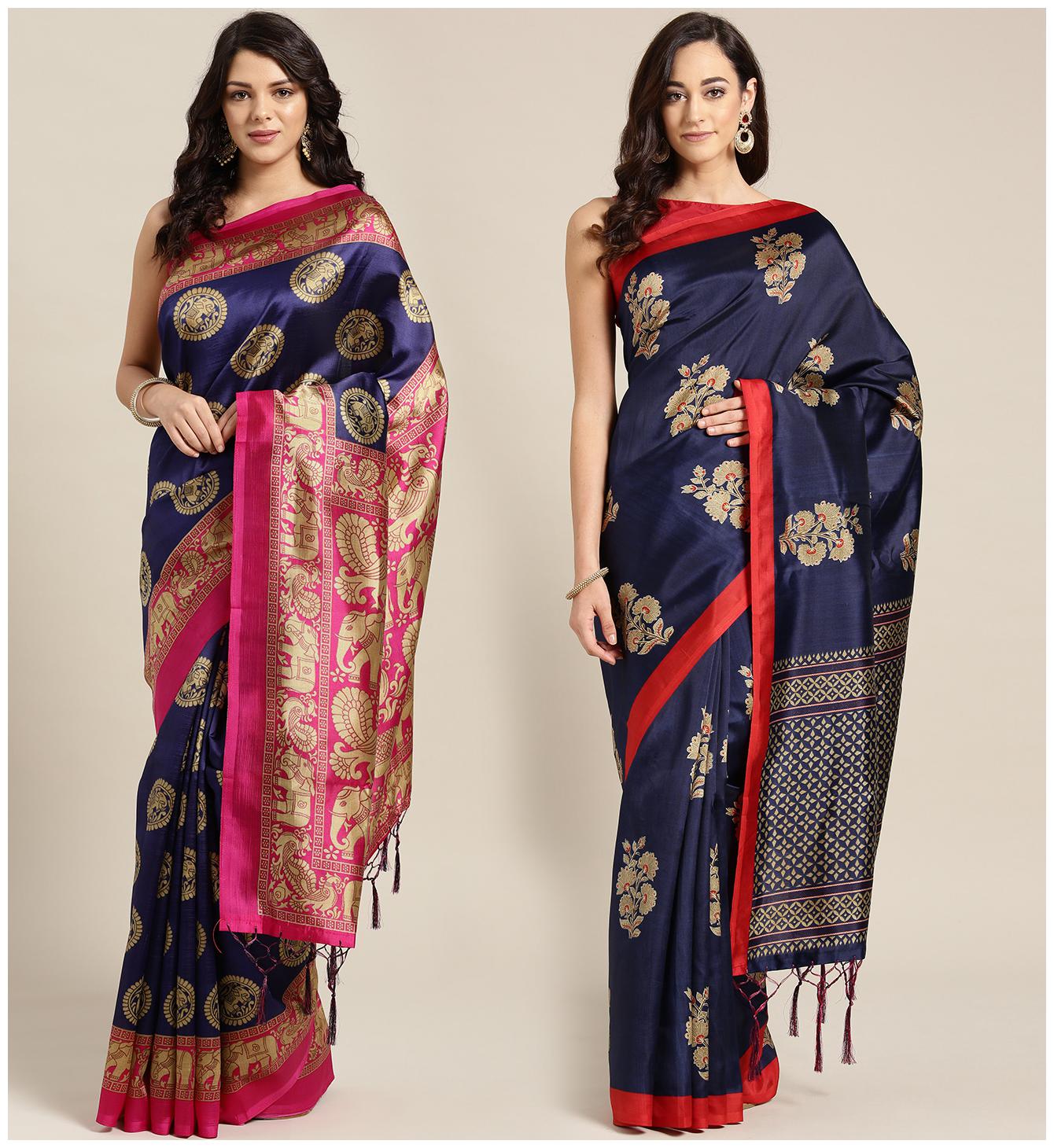 

Ishin Artificial Silk Daily Wear Women Regular Saree With Blouse Multi