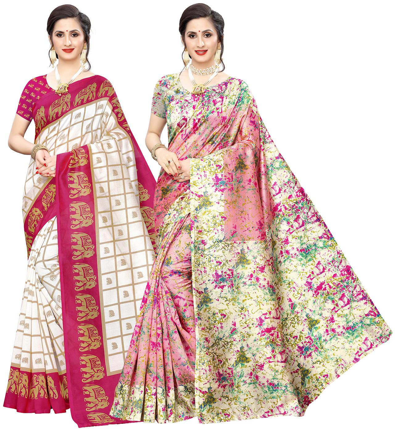 

Ishin Artificial Silk Daily Wear Women Regular Saree With Blouse Multi