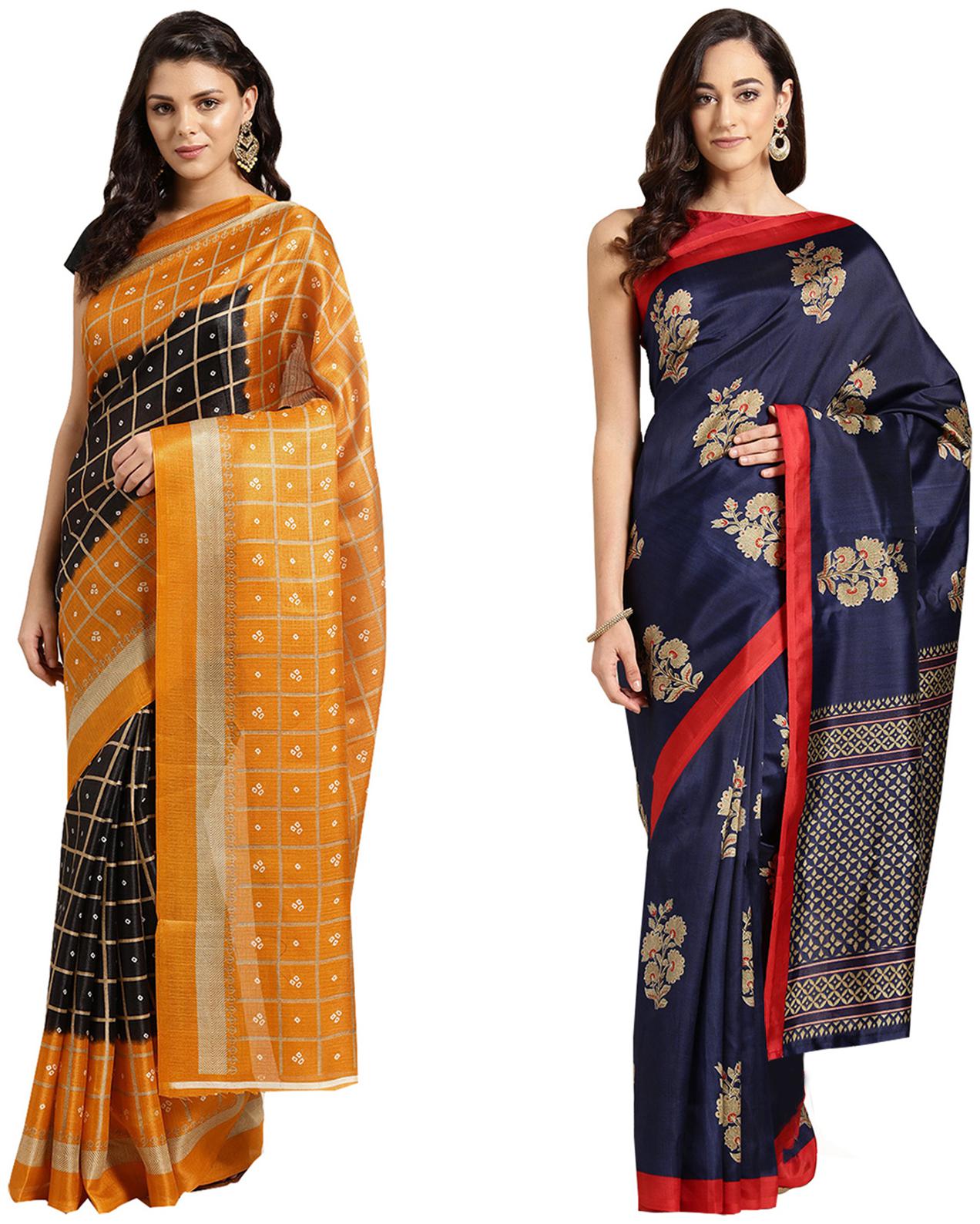 

Ishin Artificial Silk Daily Wear Women Regular Saree With Blouse Multi