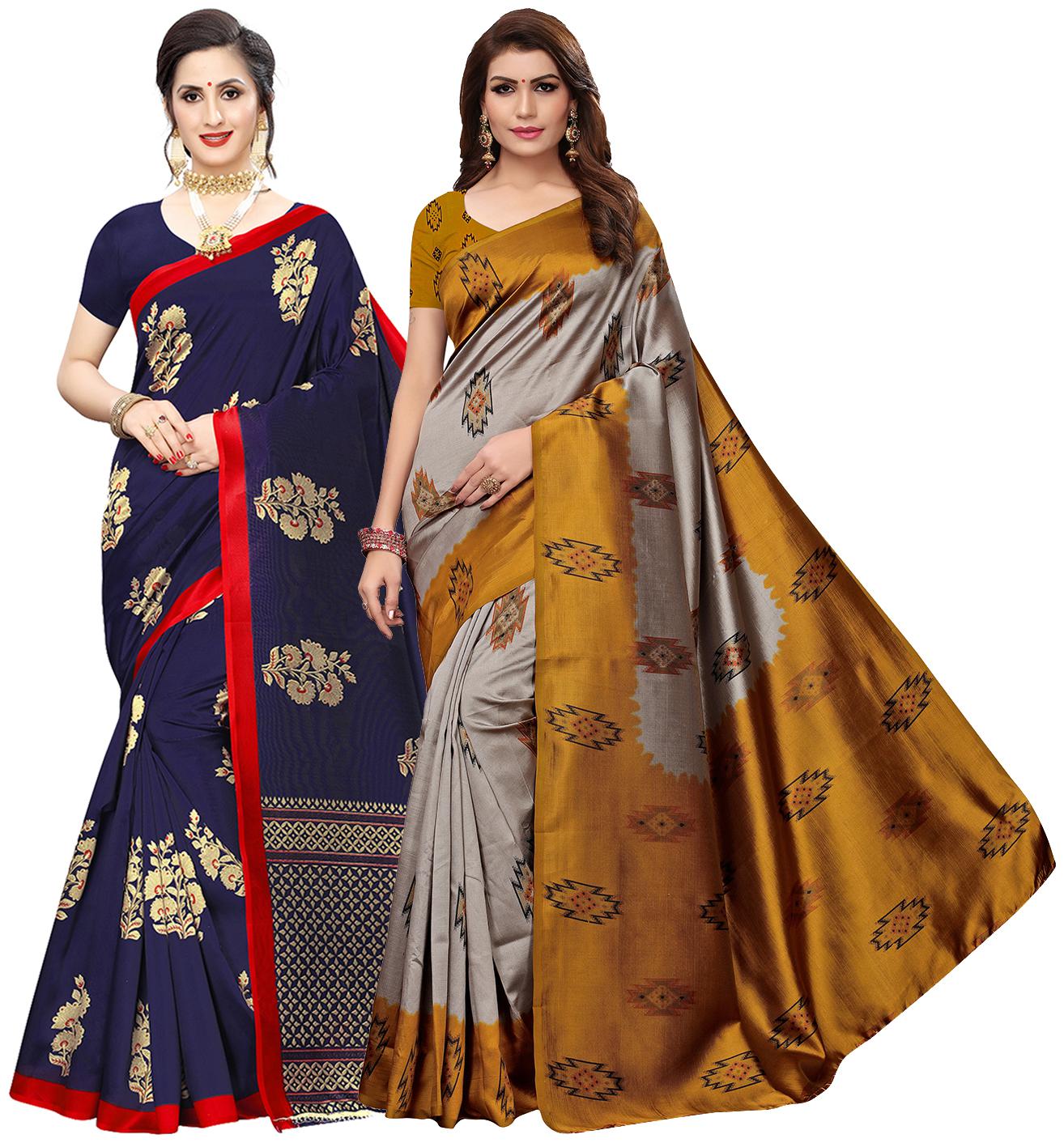 

Ishin Artificial Silk Daily Wear Women Regular Saree With Blouse Multi