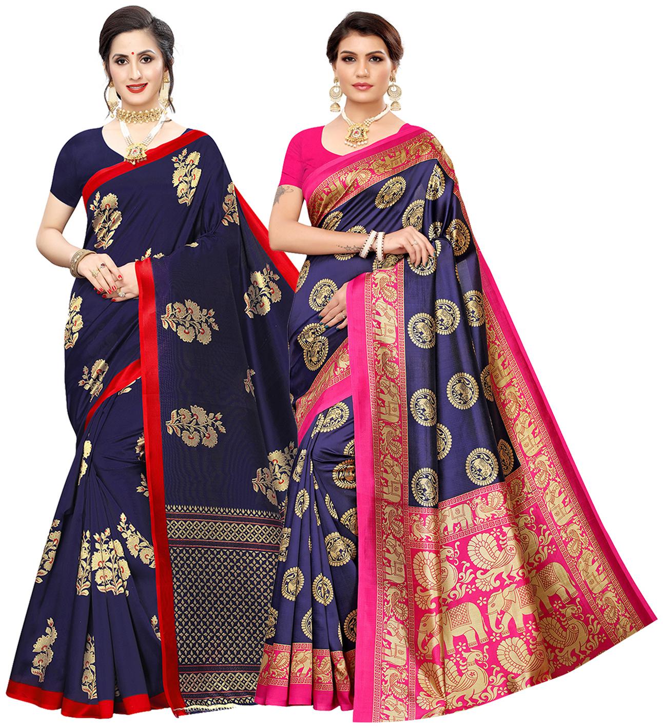 

Ishin Artificial Silk Daily Wear Women Regular Saree With Blouse Multi