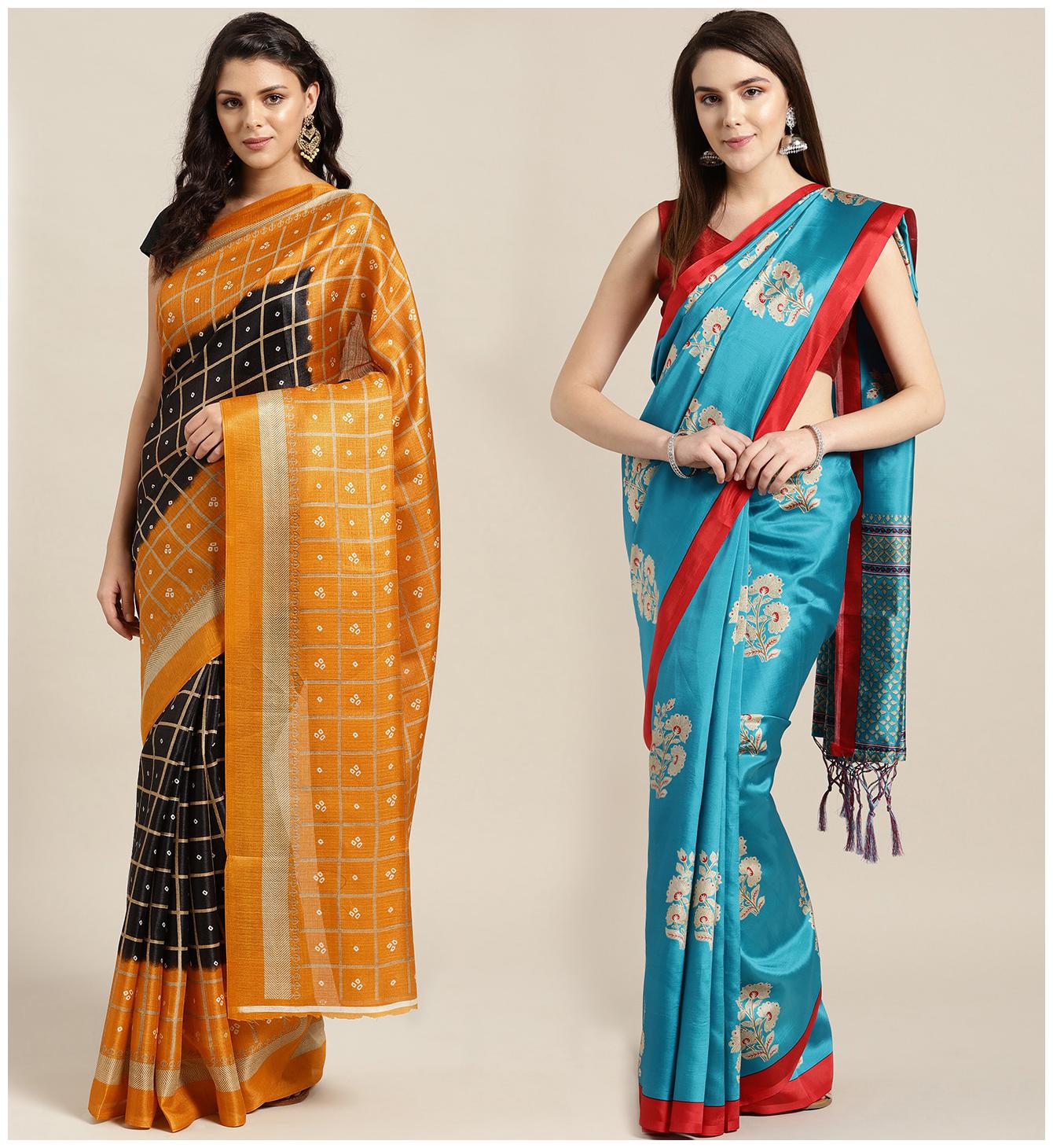 

Ishin Artificial Silk Daily Wear Women Regular Saree With Blouse Multi