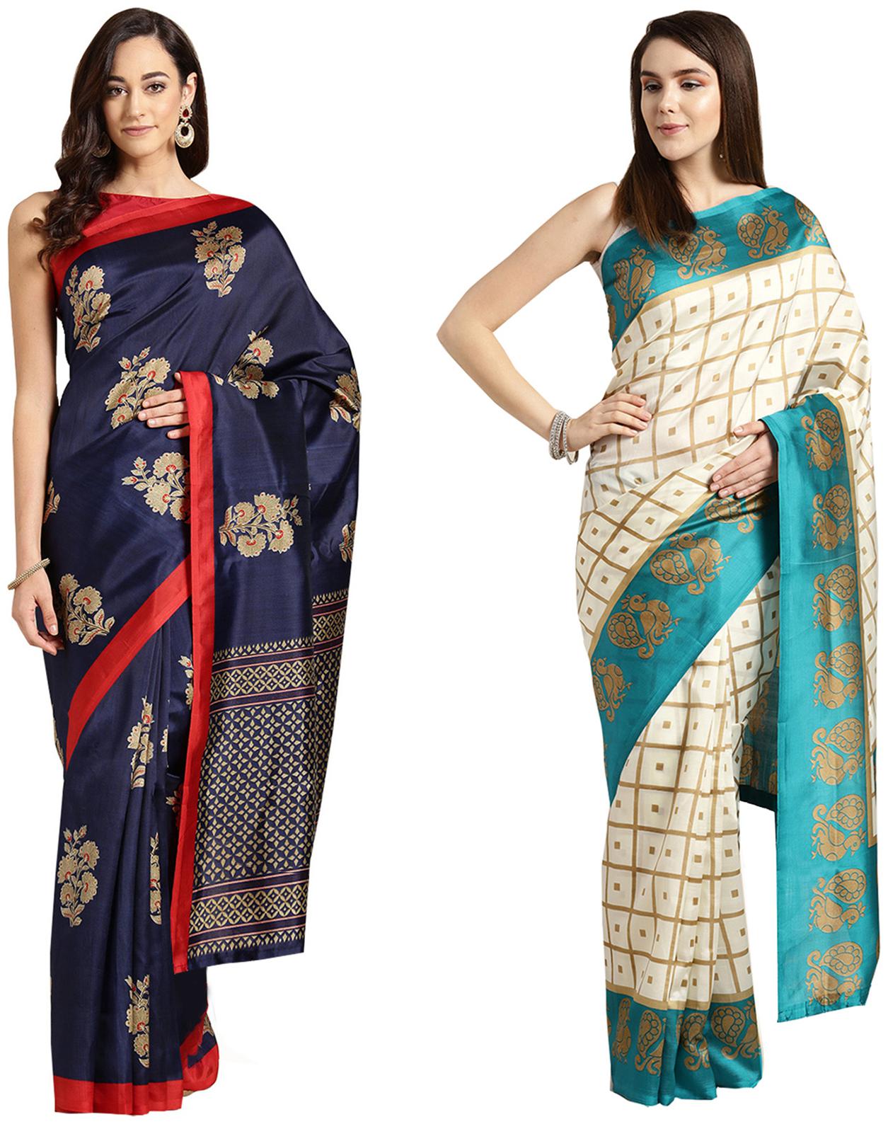 

Ishin Artificial Silk Daily Wear Women Regular Saree With Blouse Multi