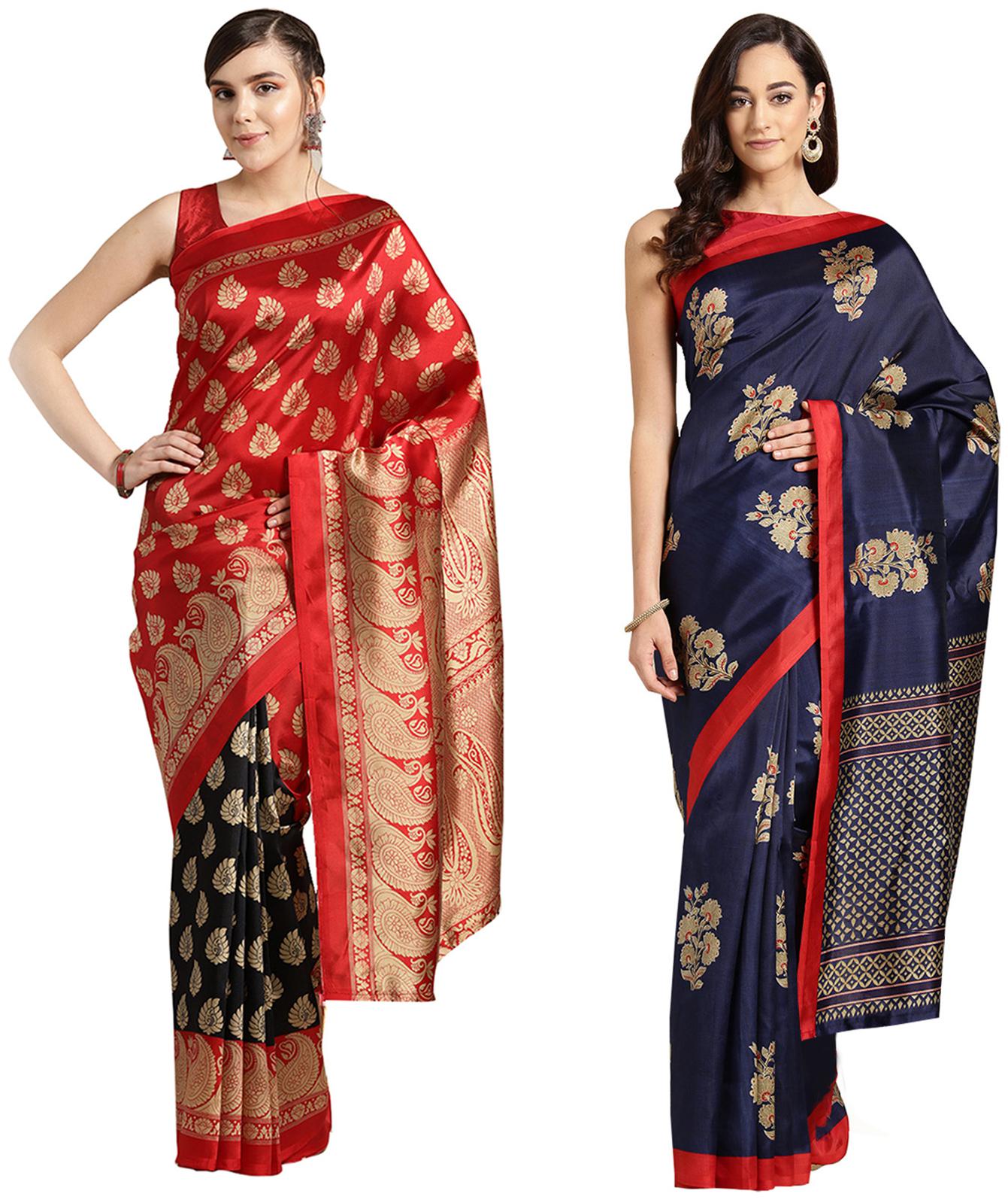 

Ishin Artificial Silk Daily Wear Women Regular Saree With Blouse Multi