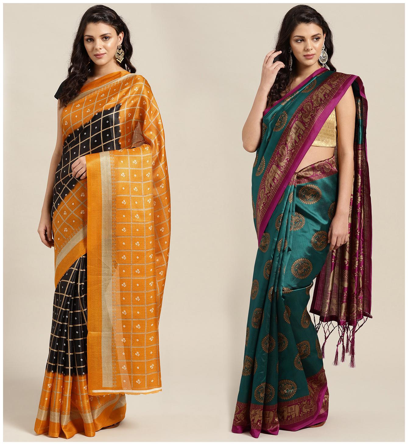 

Ishin Artificial Silk Daily Wear Women Regular Saree With Blouse Multi