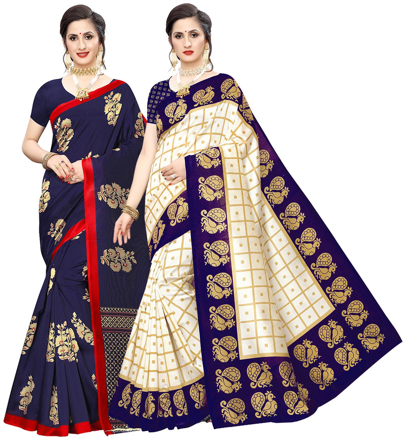 

Ishin Artificial Silk Daily Wear Women Regular Saree With Blouse Multi