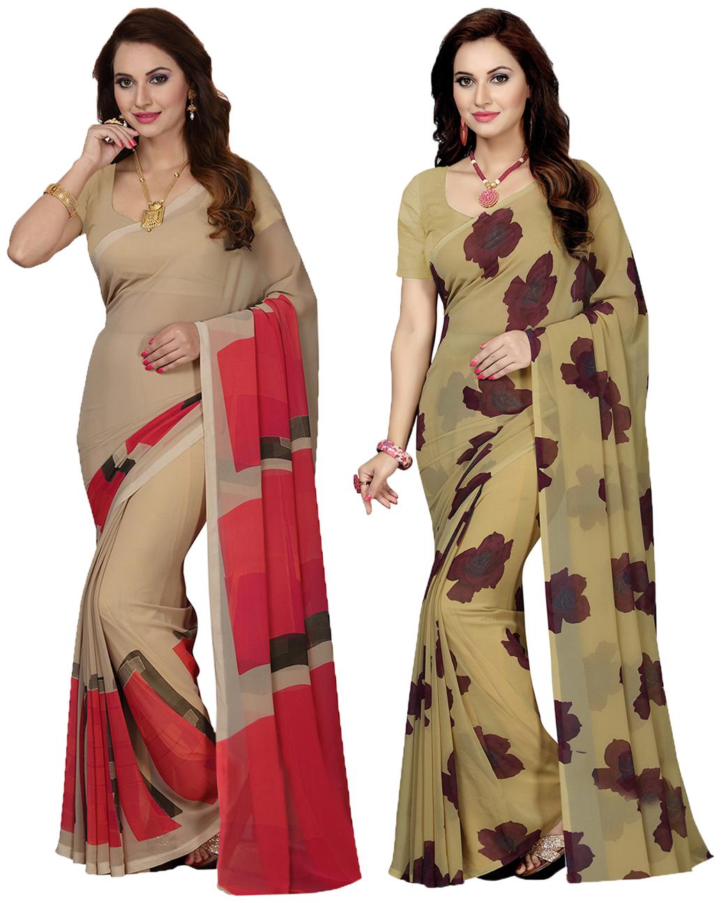 

Ishin Combo of 2 Faux Georgette Multicolor Printed Women s Saree Sari