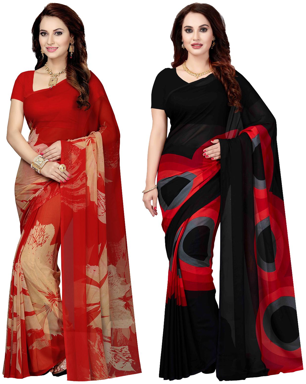 

Ishin Combo of 2 Poly Georgette Multicolor Printed Women s Saree