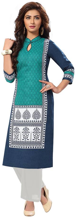 Ishin Women Blue Printed Straight Kurta With Palazzo