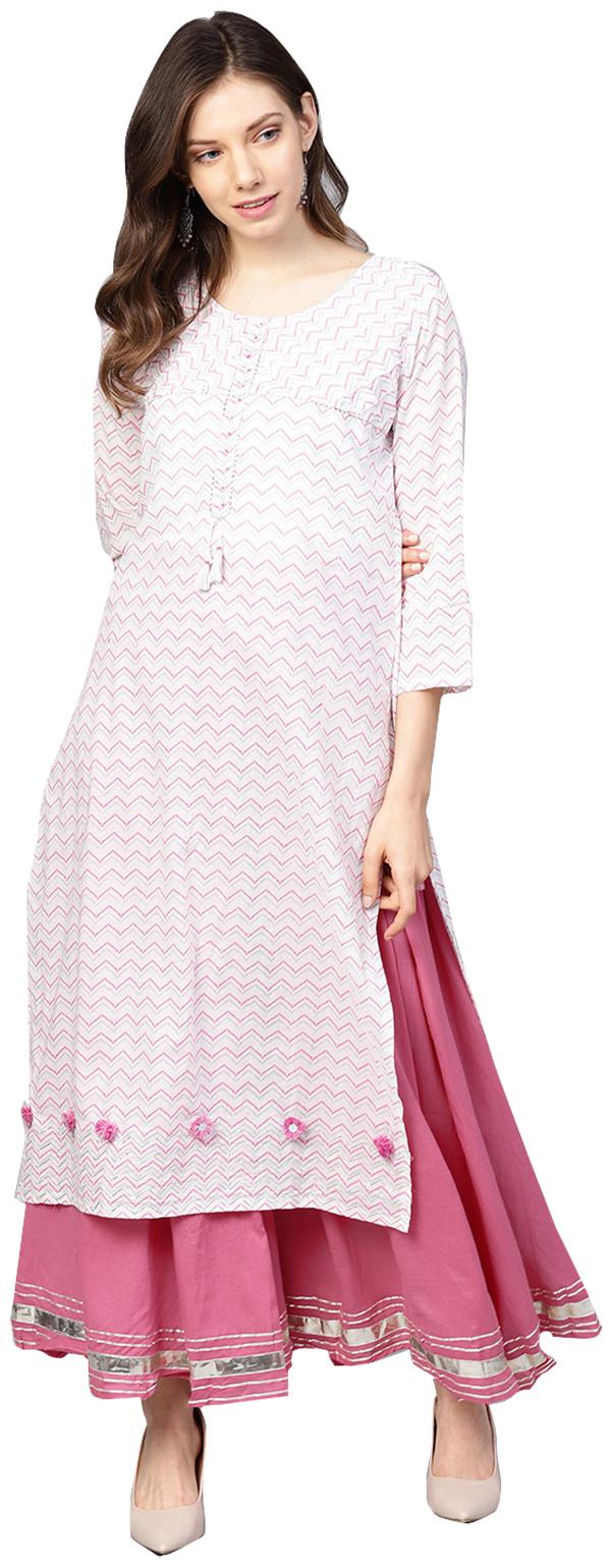 

Ishin Cotton Chevron White Kurta Sharara