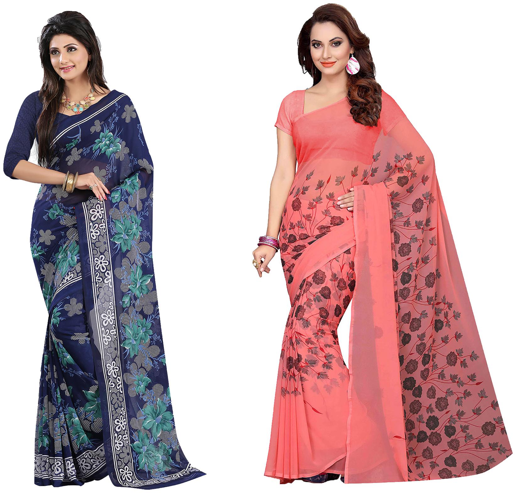 

Ishin Faux Georgette Daily Wear Women Regular Saree With Blouse Multi