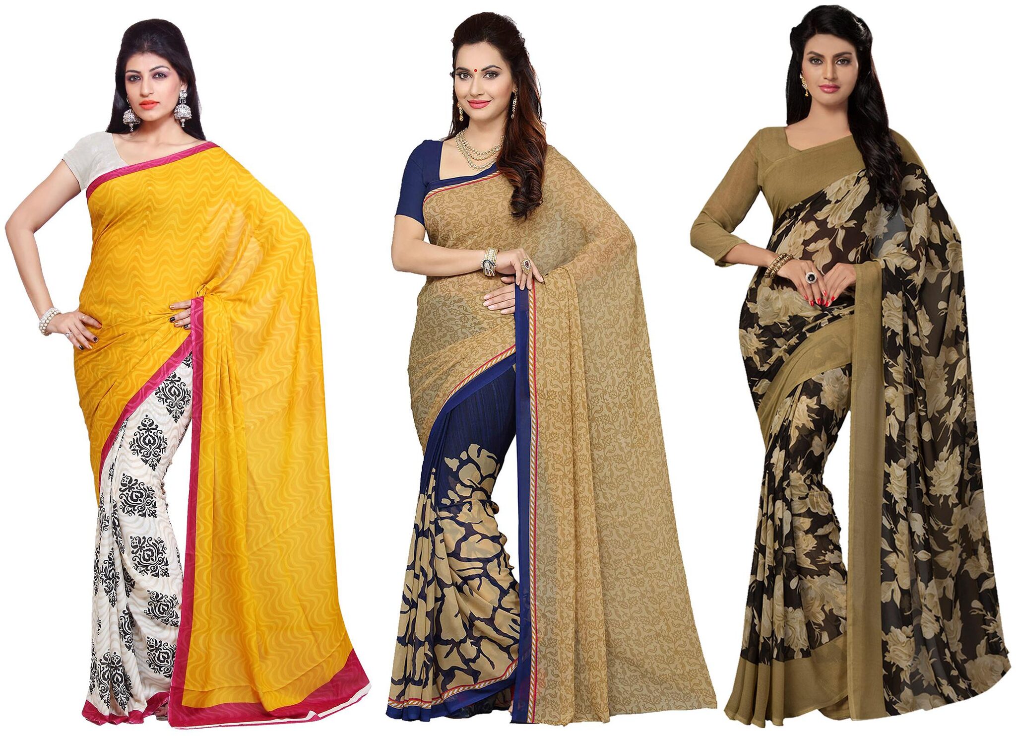 

Ishin Faux Georgette Daily Wear Women Regular Saree With Blouse Multi