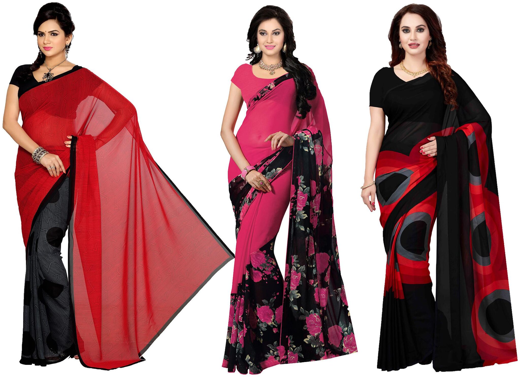 

Ishin Faux Georgette Daily Wear Women Regular Saree With Blouse Multi