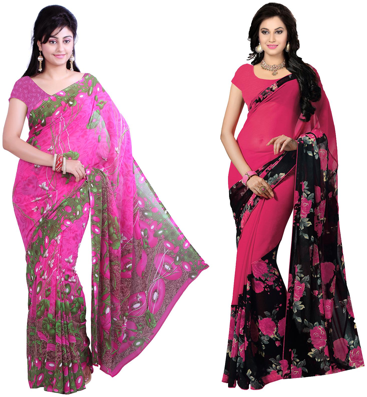 

Ishin Faux Georgette Daily Wear Women Regular Saree With Blouse Multi