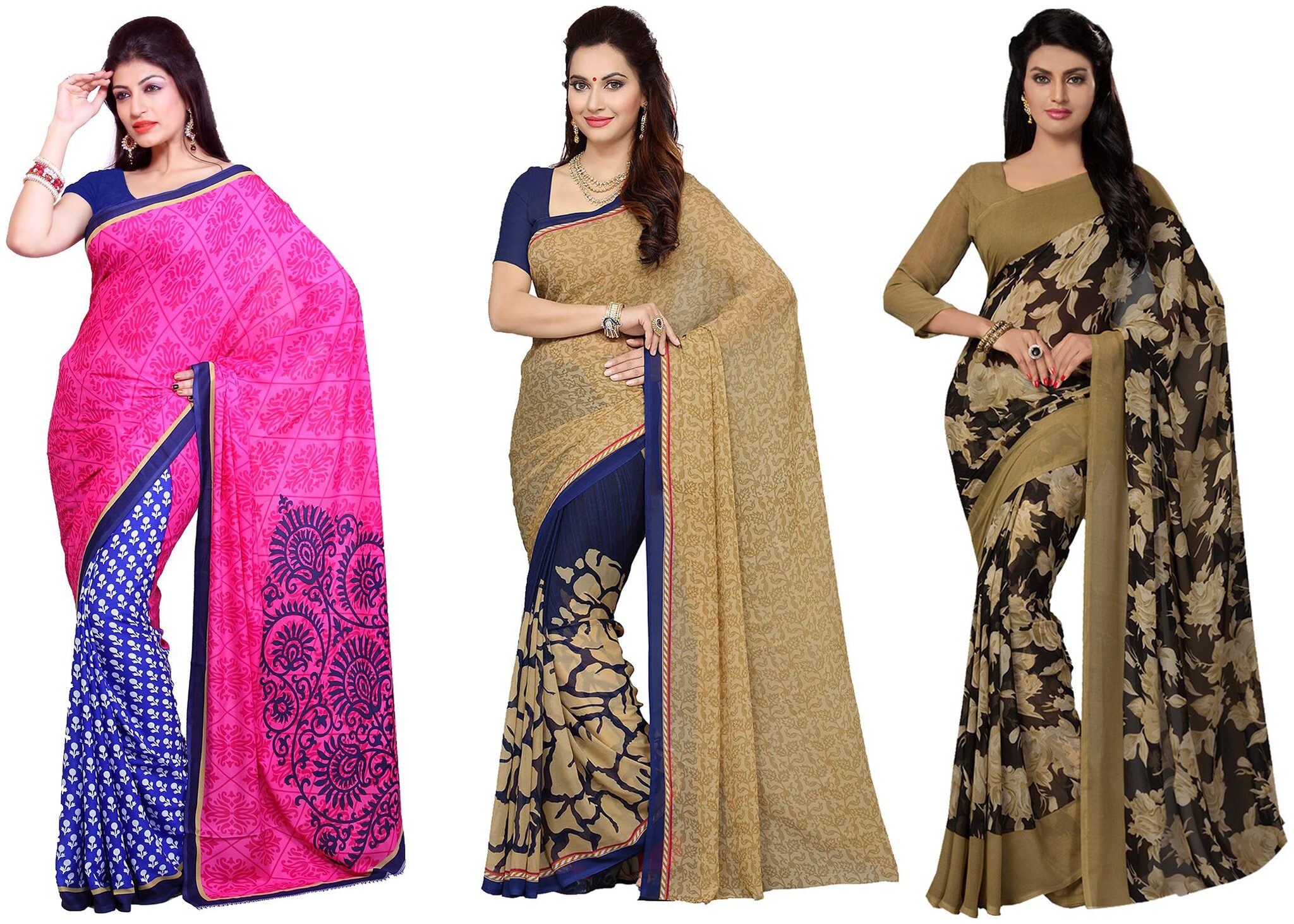 

Ishin Faux Georgette Daily Wear Women Regular Saree With Blouse Multi