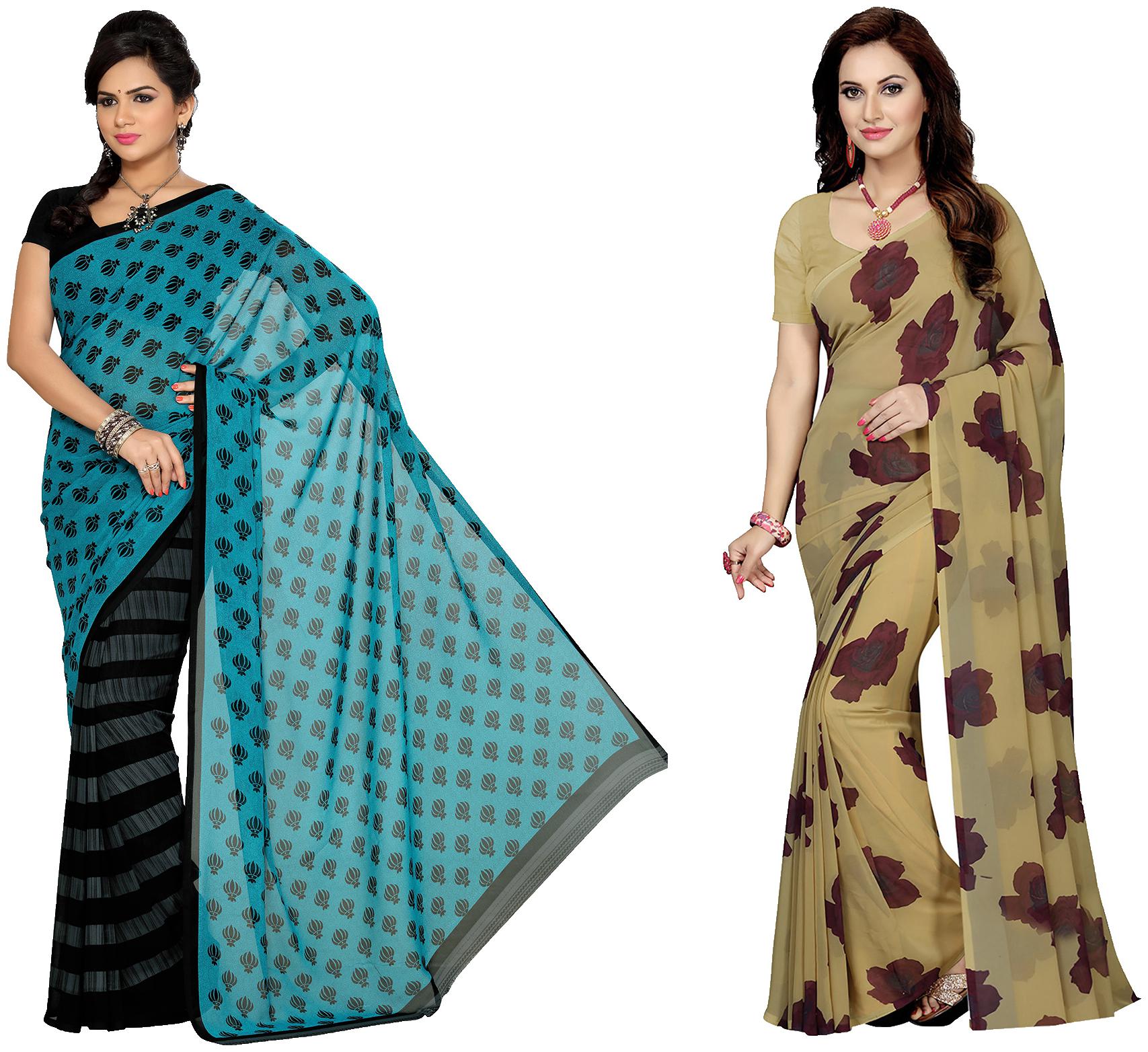 

Ishin Faux Georgette Daily Wear Women Regular Saree With Blouse Multi
