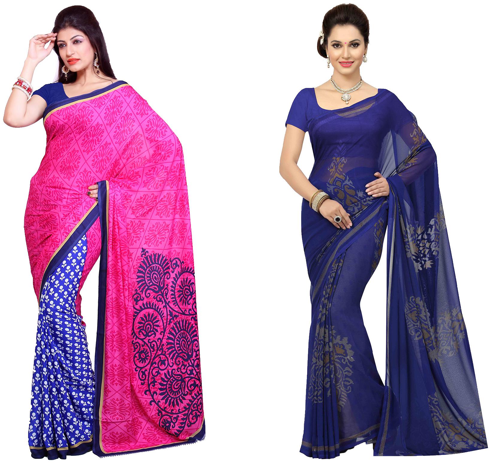

Ishin Faux Georgette Daily Wear Women Regular Saree With Blouse Multi