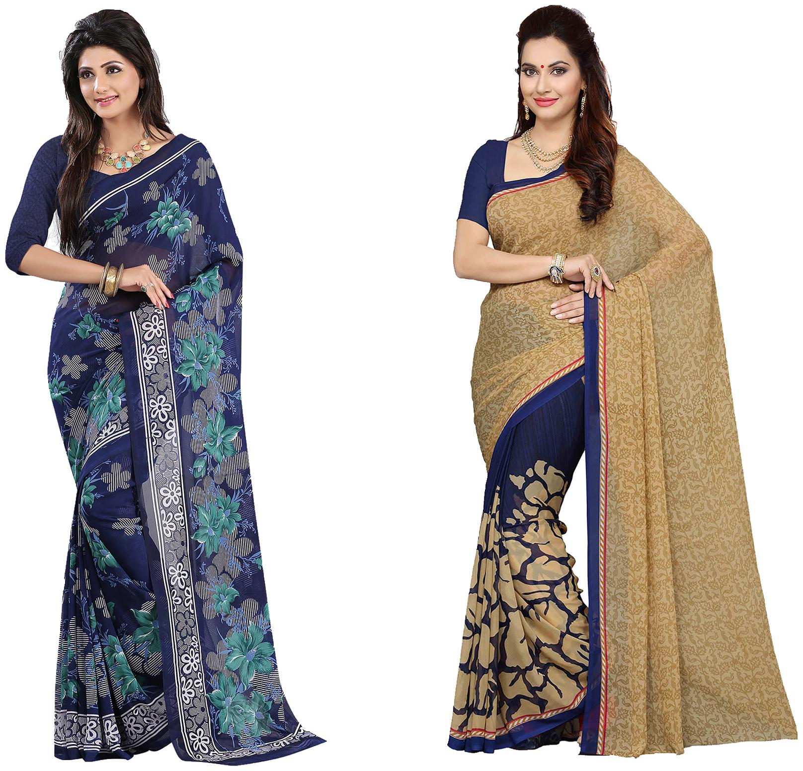 

Ishin Faux Georgette Daily Wear Women Regular Saree With Blouse Multi