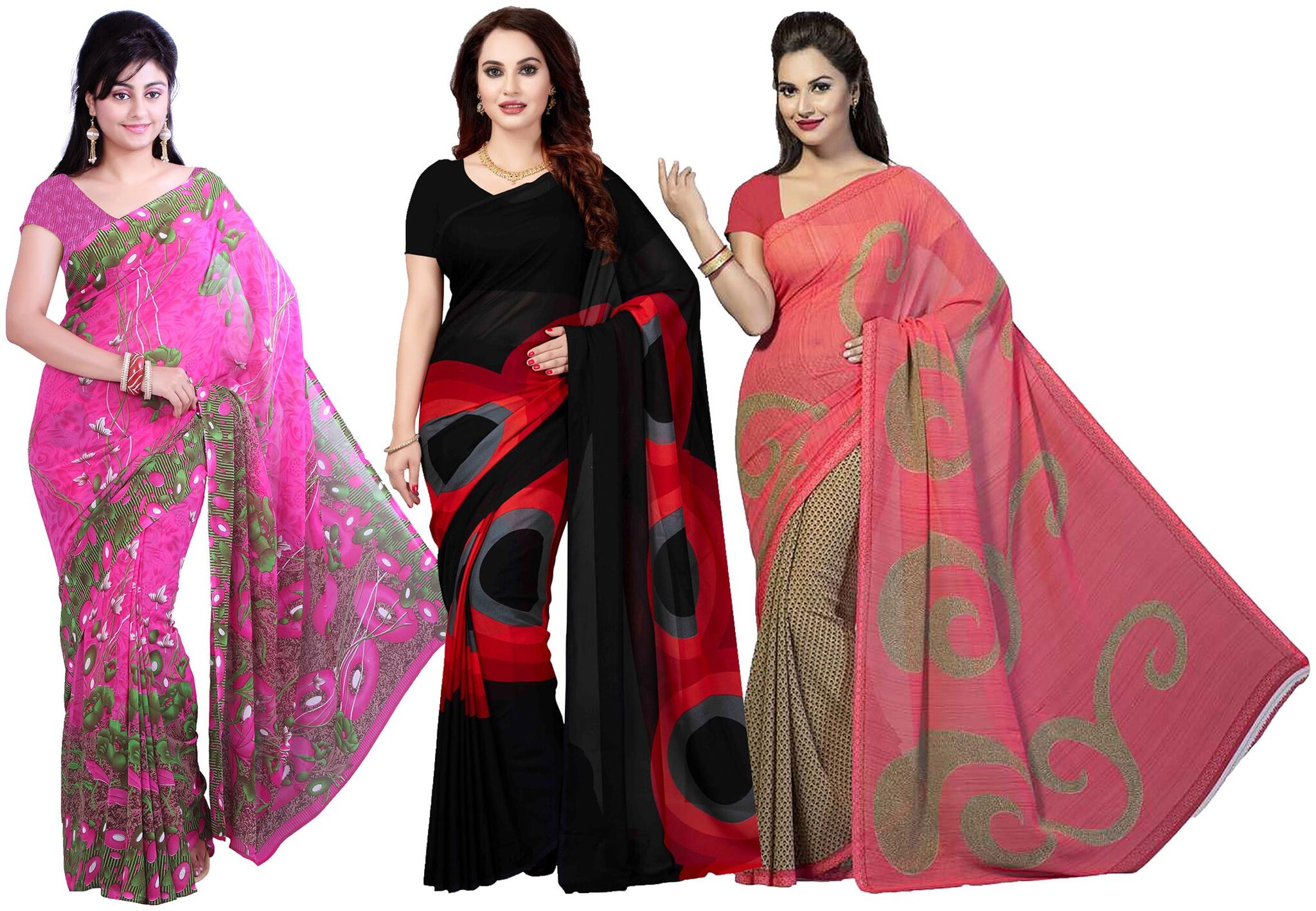 

Ishin Faux Georgette Daily Wear Women Regular Saree With Blouse Multi