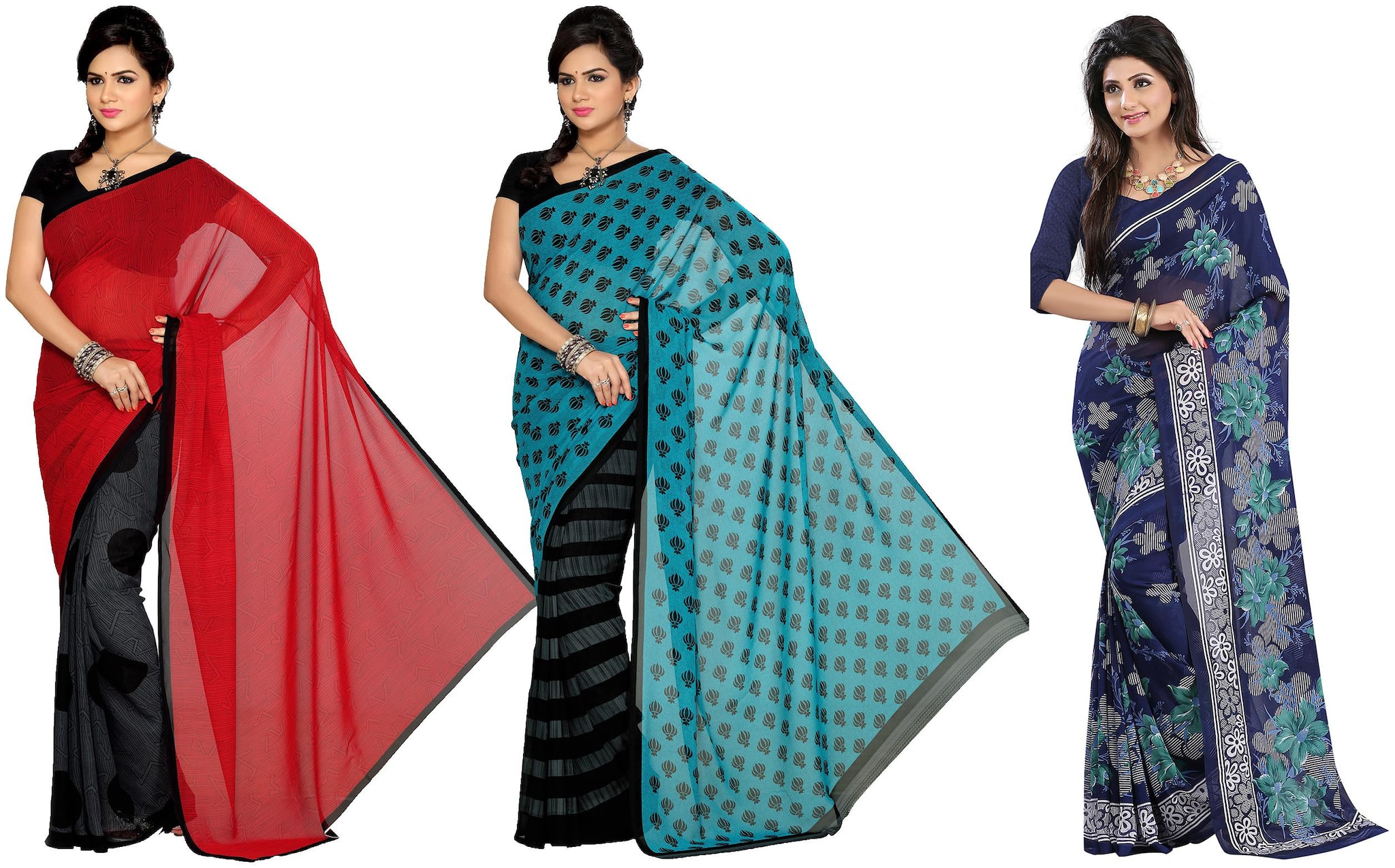 

Ishin Faux Georgette Daily Wear Women Regular Saree With Blouse Multi