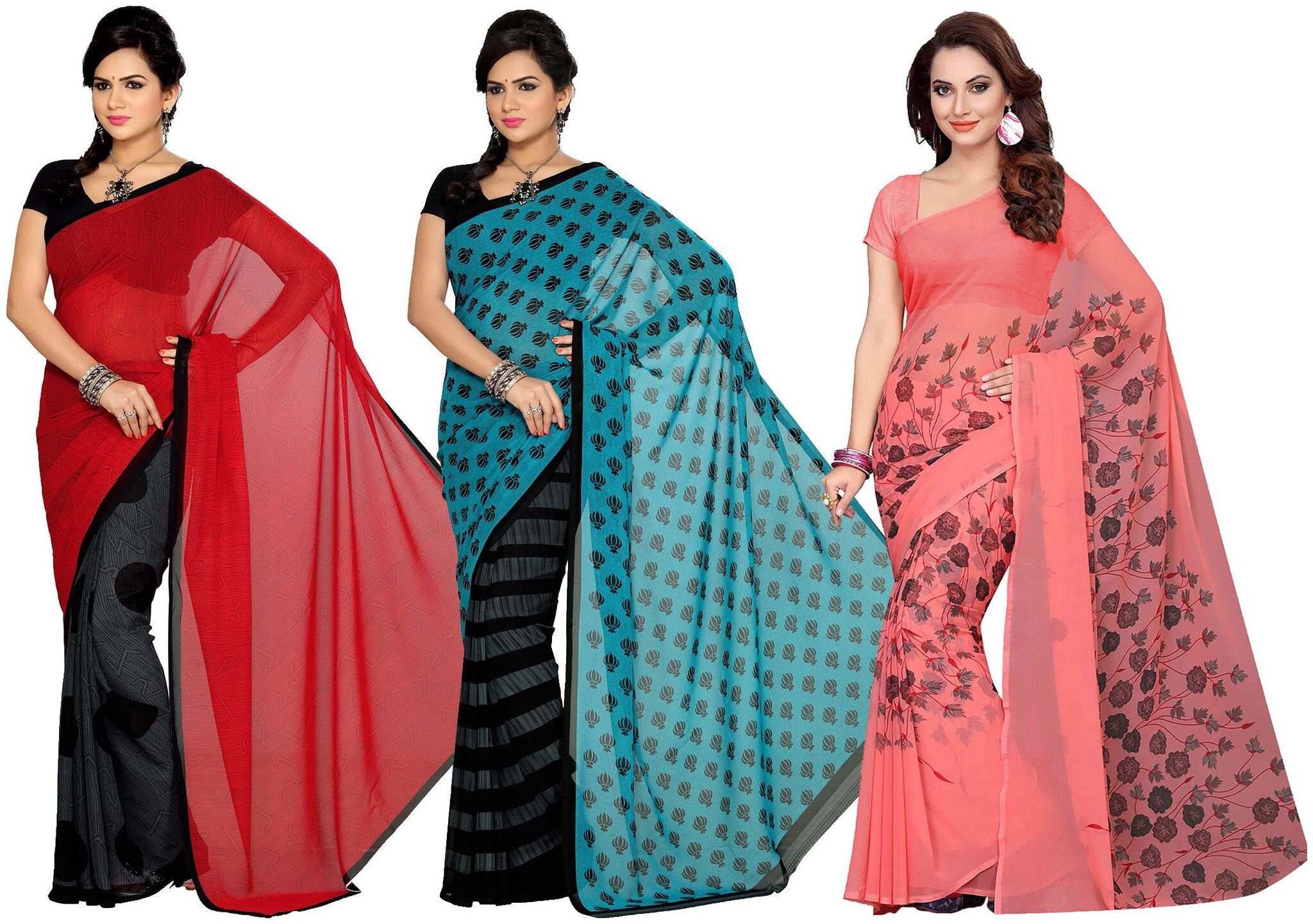 

Ishin Faux Georgette Daily Wear Women Regular Saree With Blouse Multi