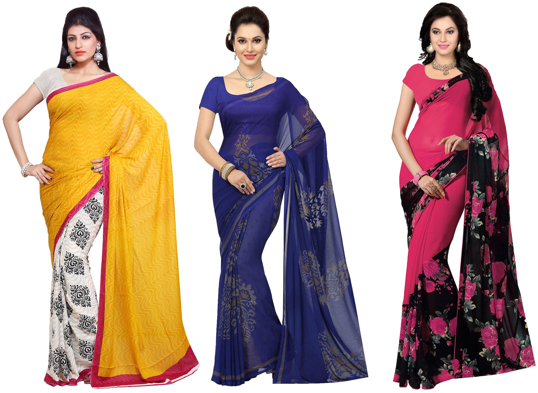 

Ishin Faux Georgette Daily Wear Women Regular Saree With Blouse Multi