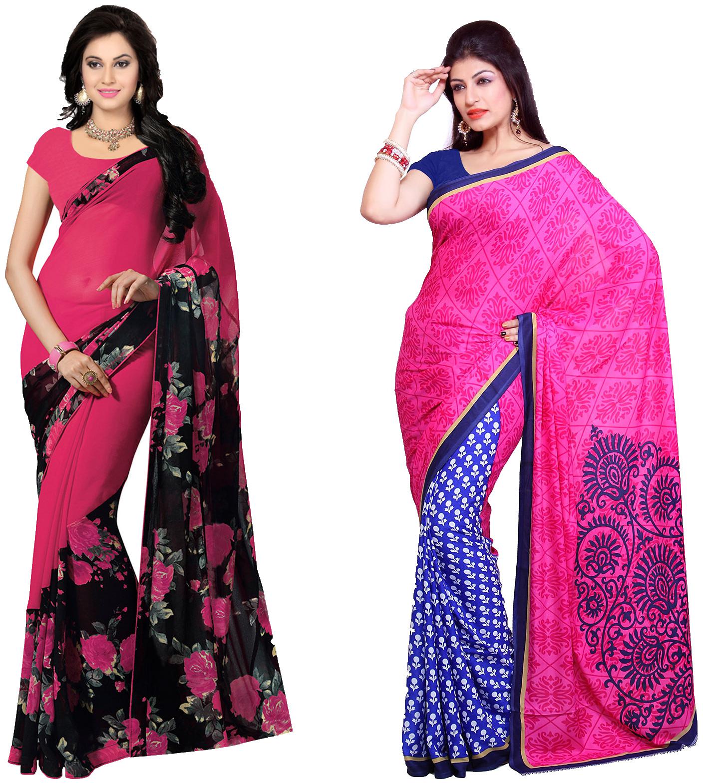 

Ishin Faux Georgette Daily Wear Women Regular Saree With Blouse Multi