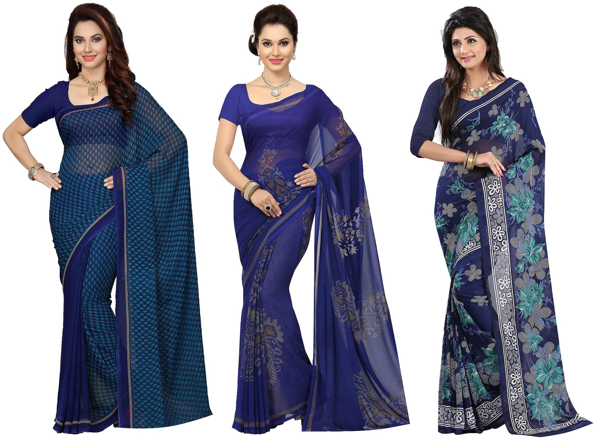 

Ishin Faux Georgette Daily Wear Women Regular Saree With Blouse Multi