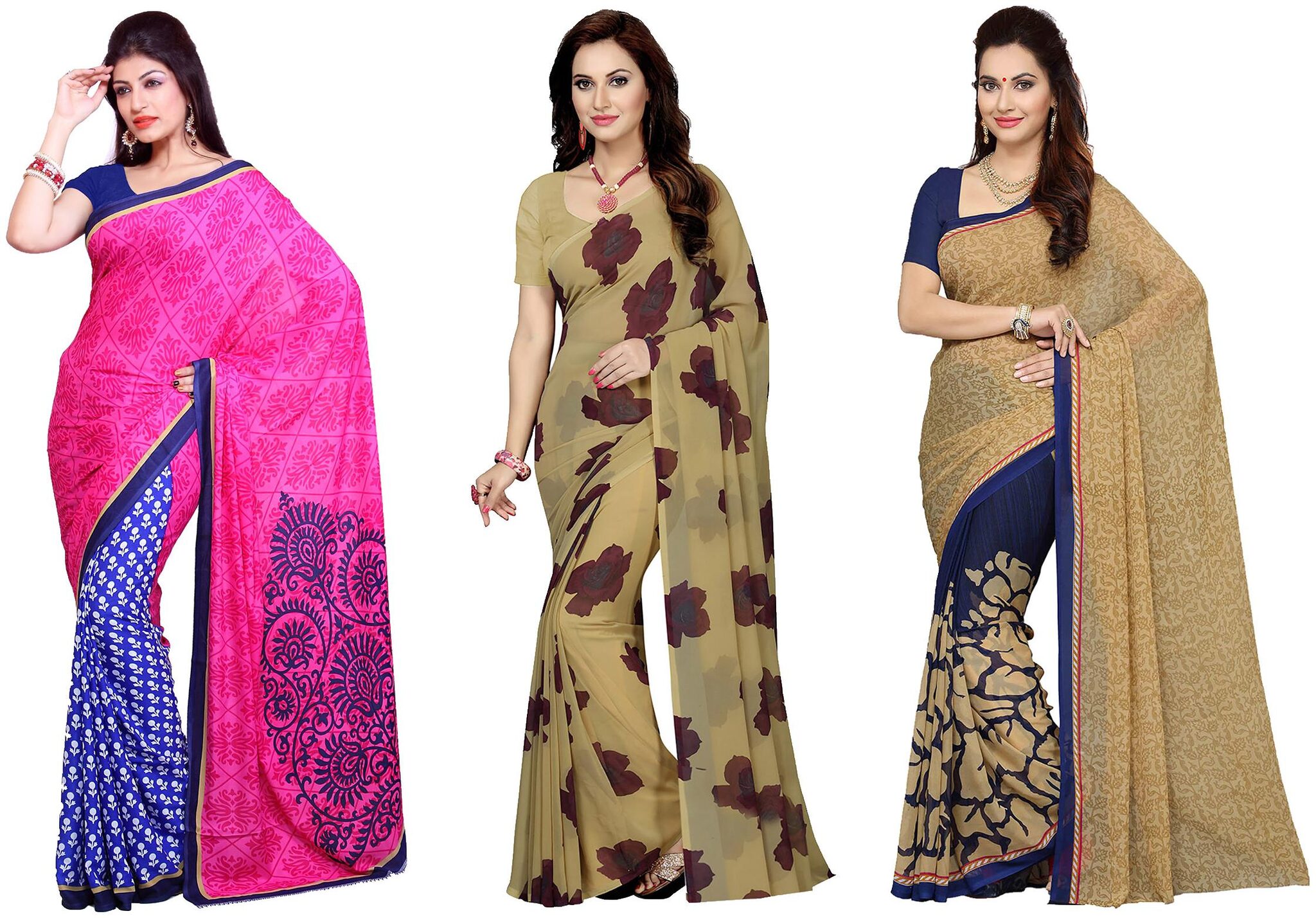 

Ishin Faux Georgette Daily Wear Women Regular Saree With Blouse Multi