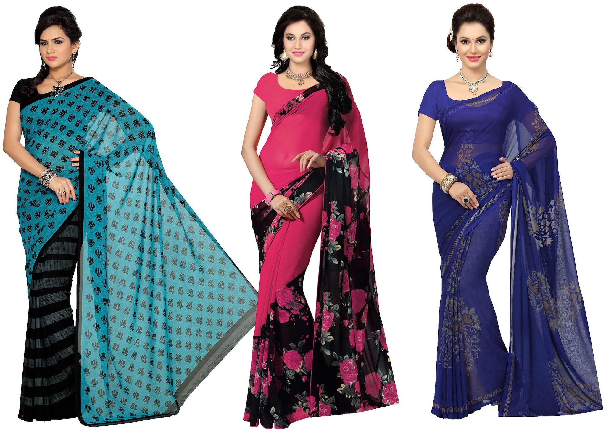 

Ishin Faux Georgette Daily Wear Women Regular Saree With Blouse Multi