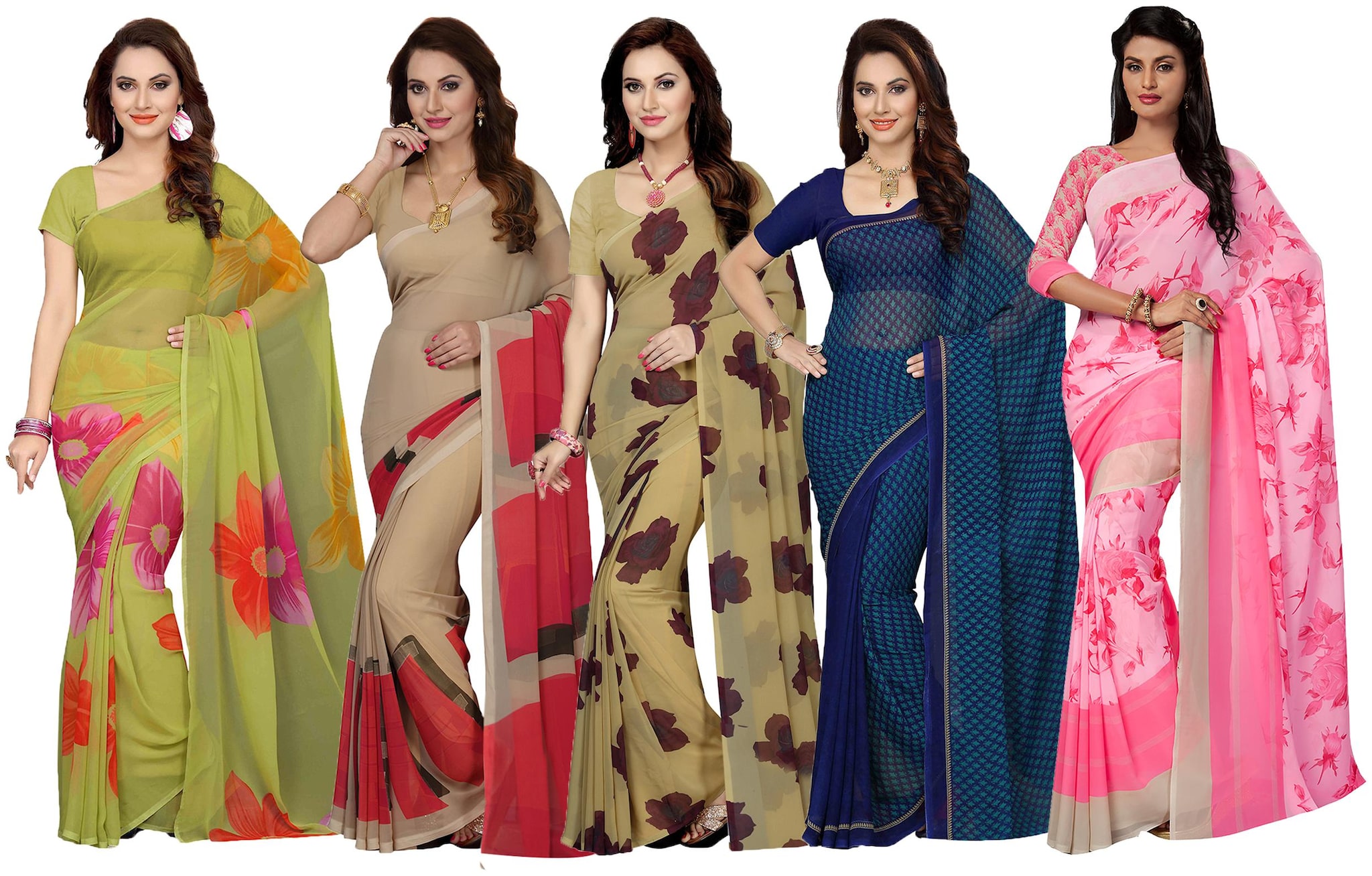 

Ishin Faux Georgette Daily Wear Women Regular Saree With Blouse Multi