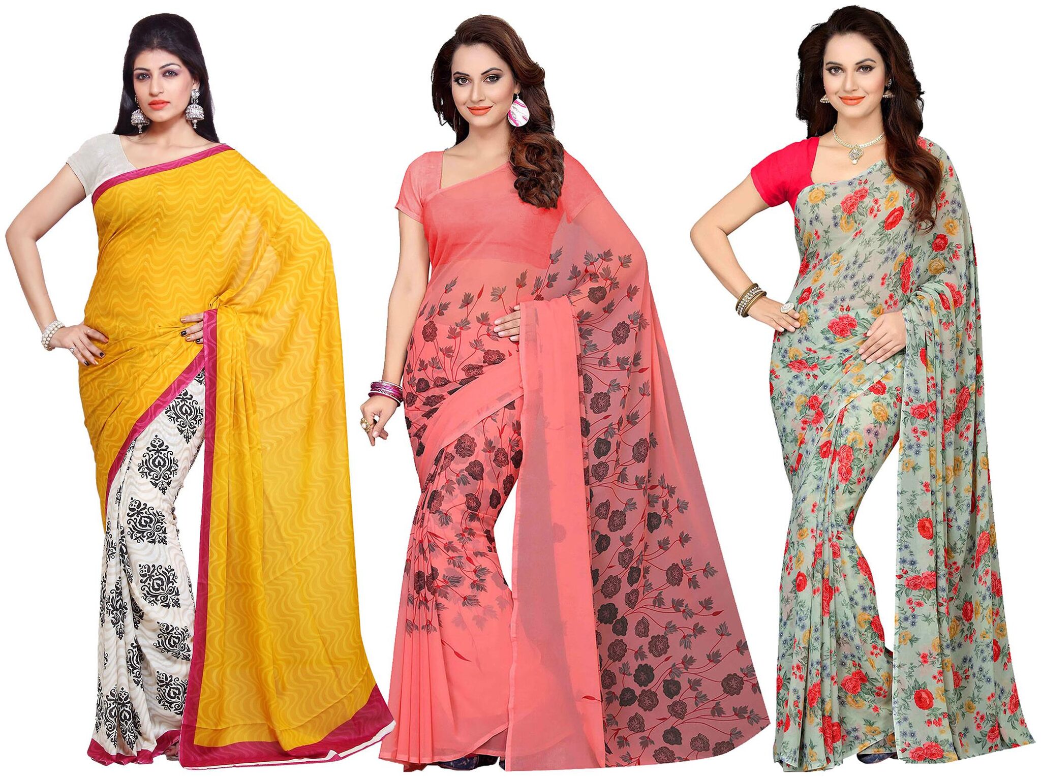 

Ishin Faux Georgette Daily Wear Women Regular Saree With Blouse Multi