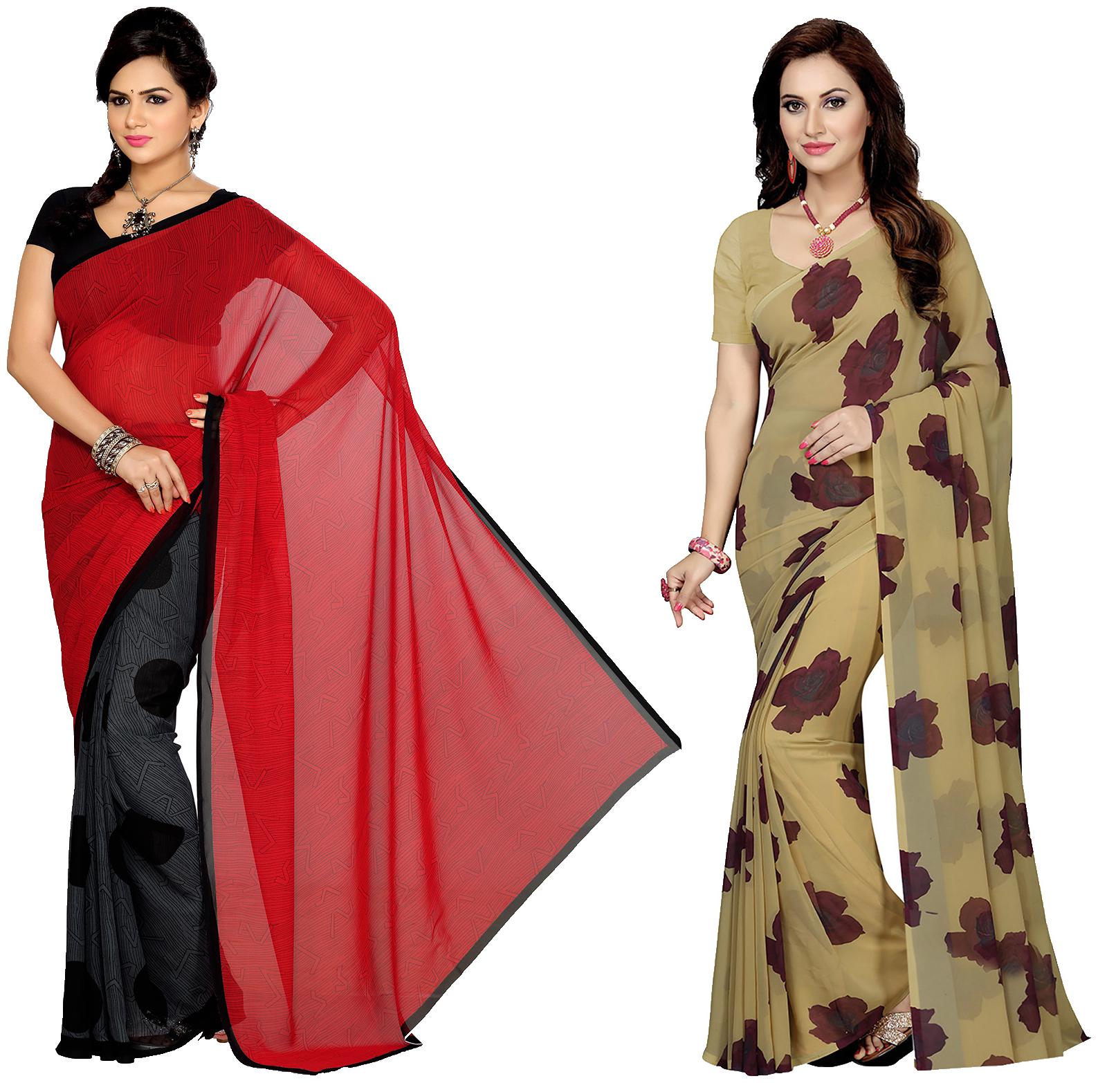 

Ishin Faux Georgette Daily Wear Women Regular Saree With Blouse Multi
