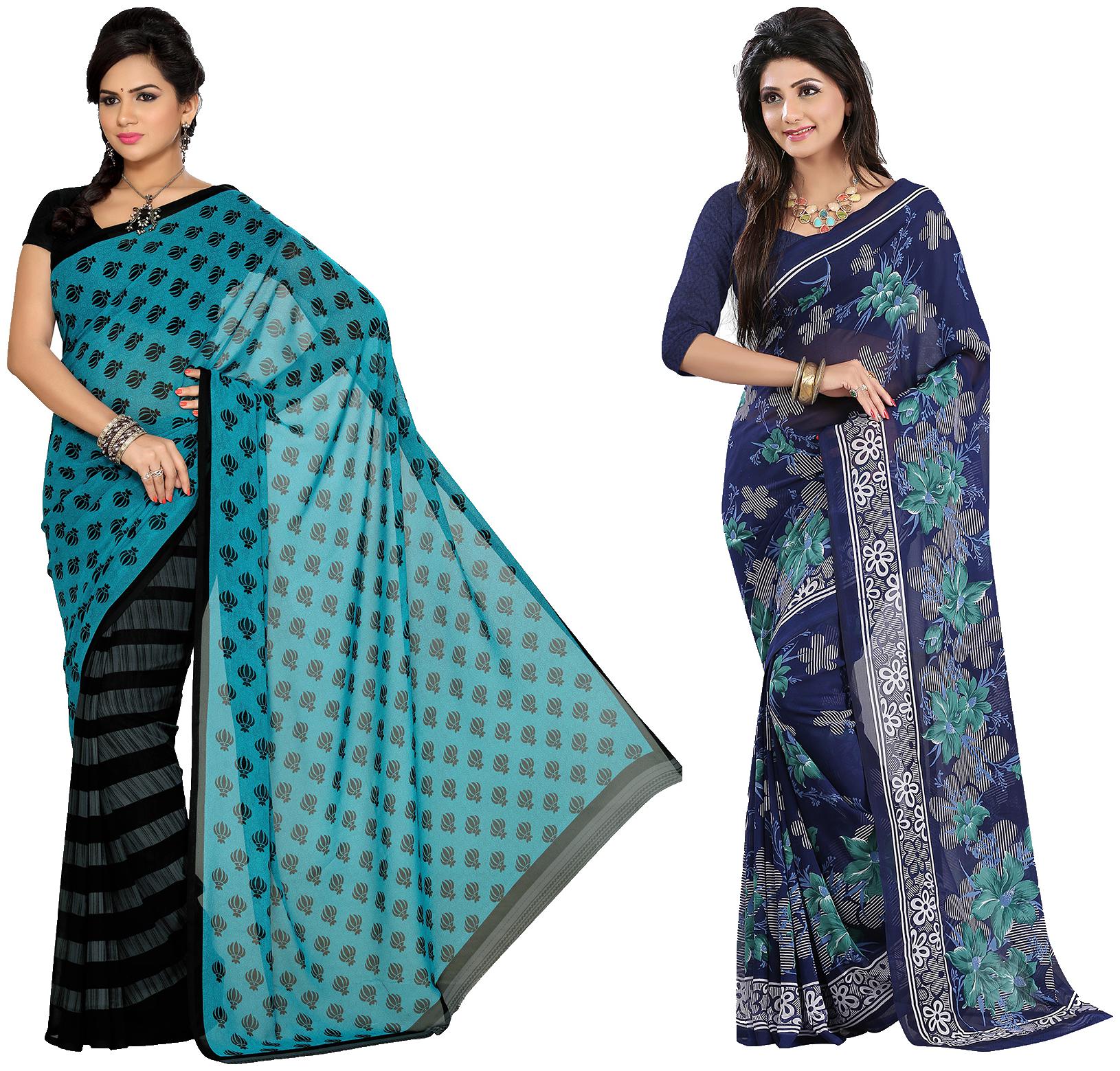 

Ishin Faux Georgette Daily Wear Women Regular Saree With Blouse Multi