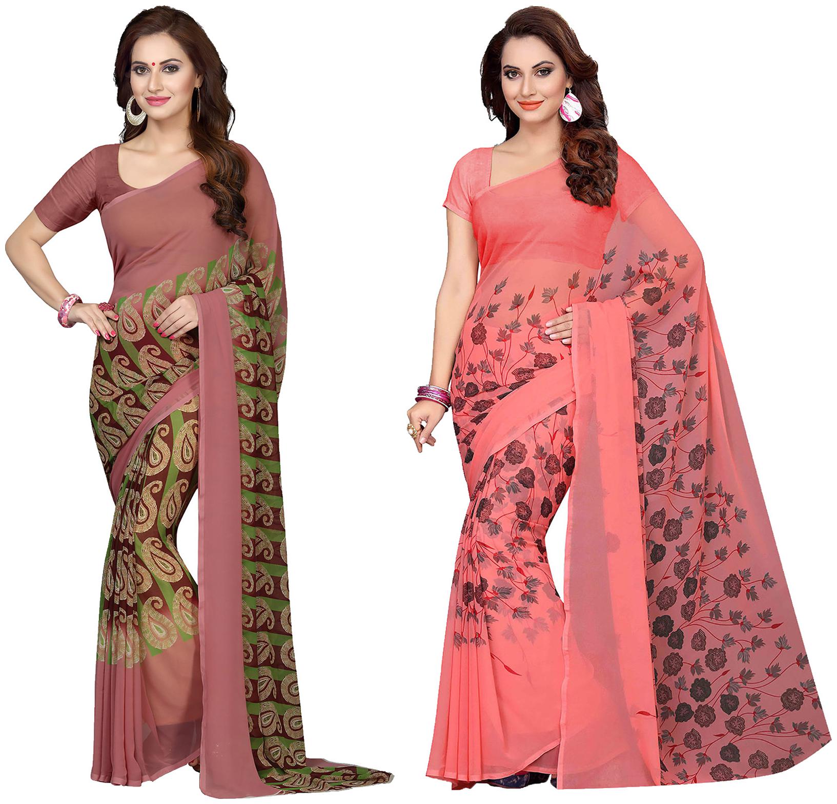 

Ishin Faux Georgette Daily Wear Women Regular Saree With Blouse Multi