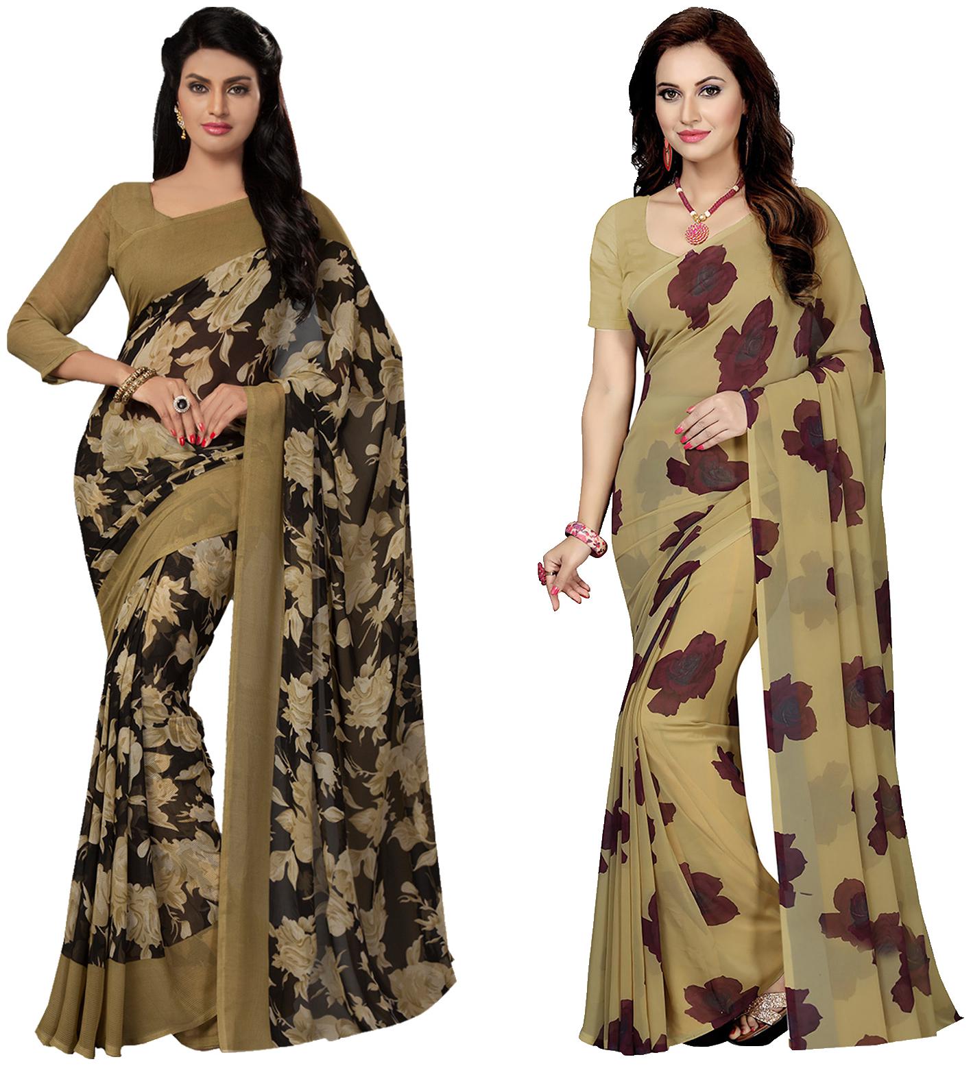 

Ishin Faux Georgette Daily Wear Women Regular Saree With Blouse Multi