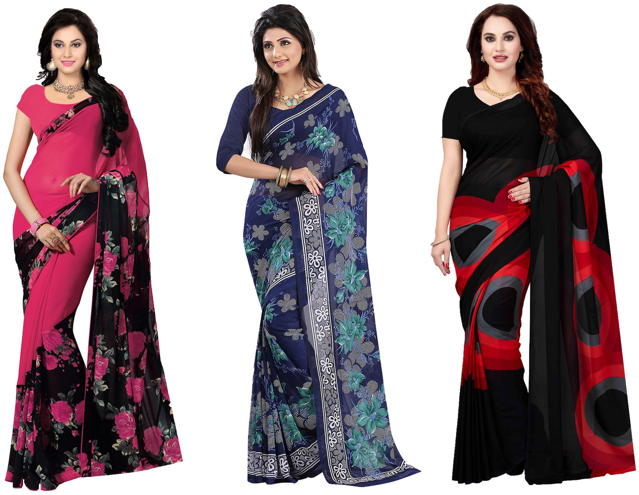

Ishin Faux Georgette Daily Wear Women Regular Saree With Blouse Multi
