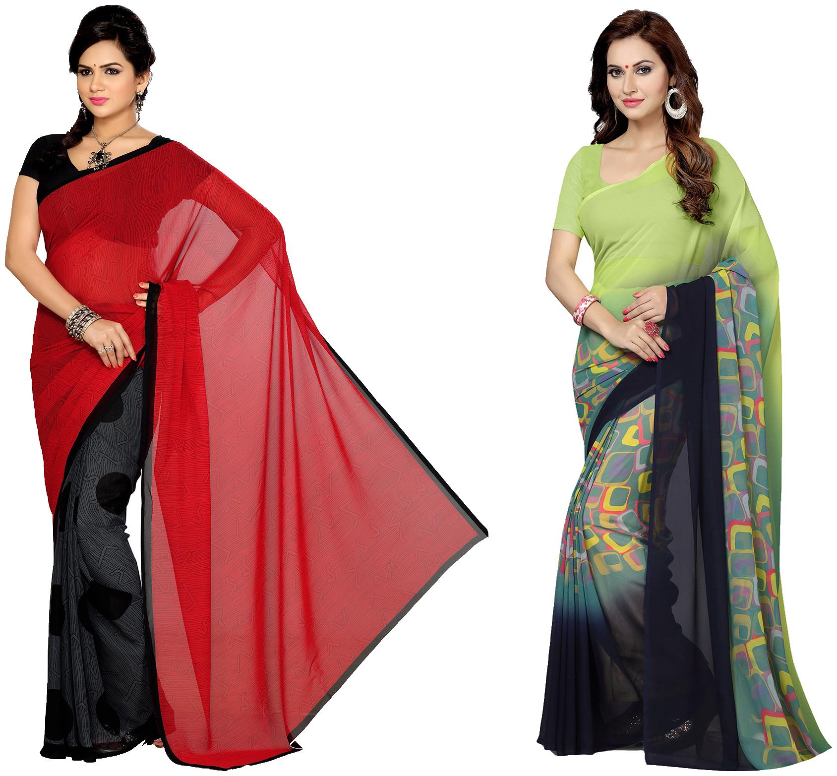 

Ishin Faux Georgette Daily Wear Women Regular Saree With Blouse Multi