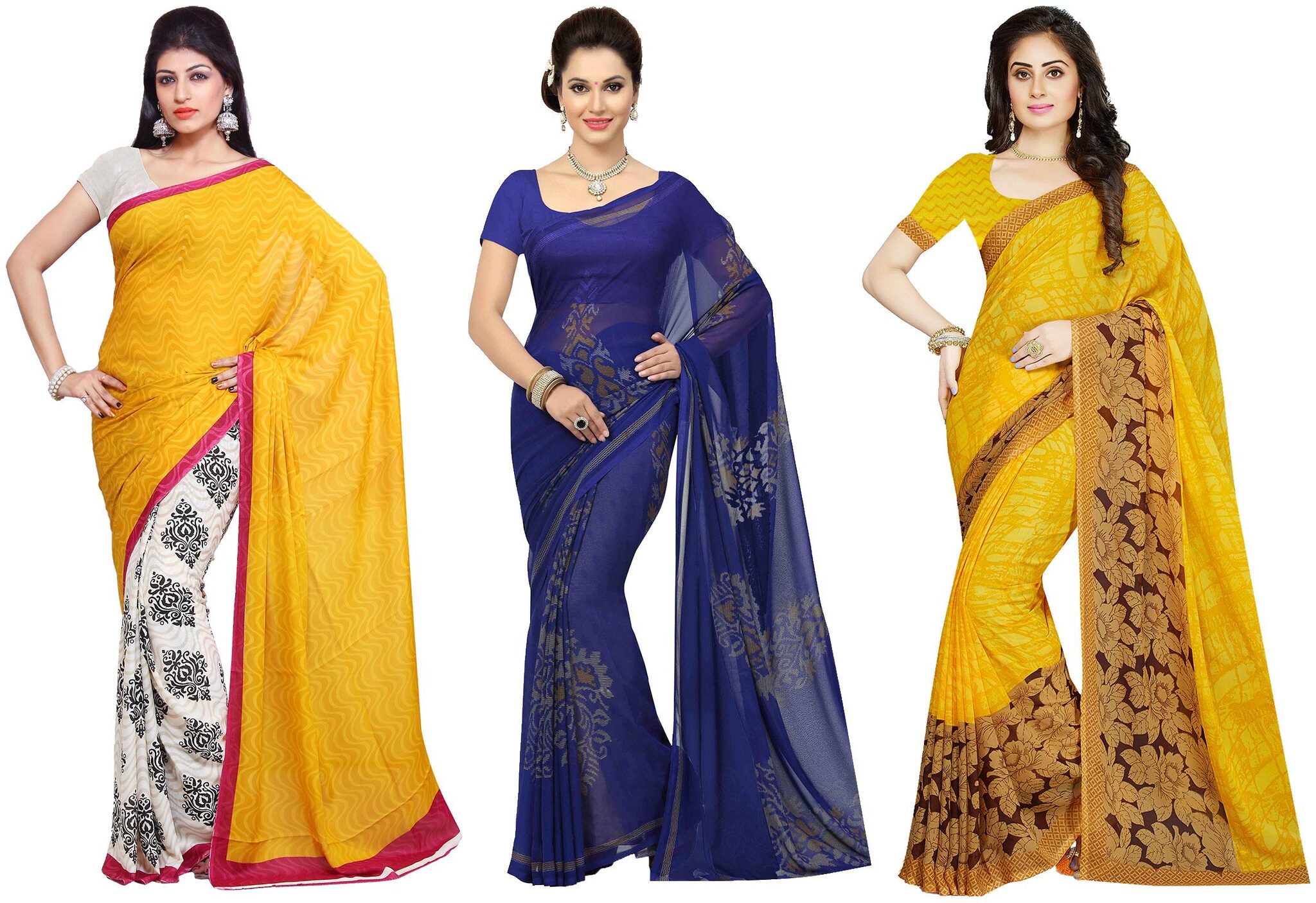 

Ishin Faux Georgette Daily Wear Women Regular Saree With Blouse Multi