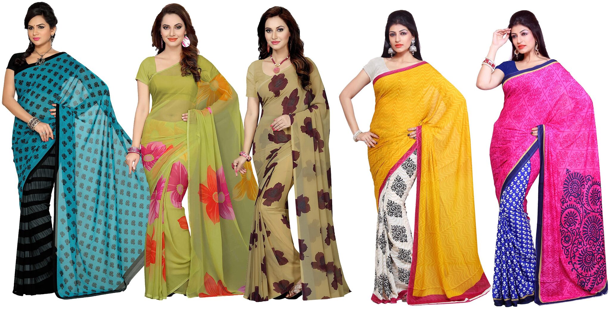 

Ishin Faux Georgette Daily Wear Women Regular Saree With Blouse Multi