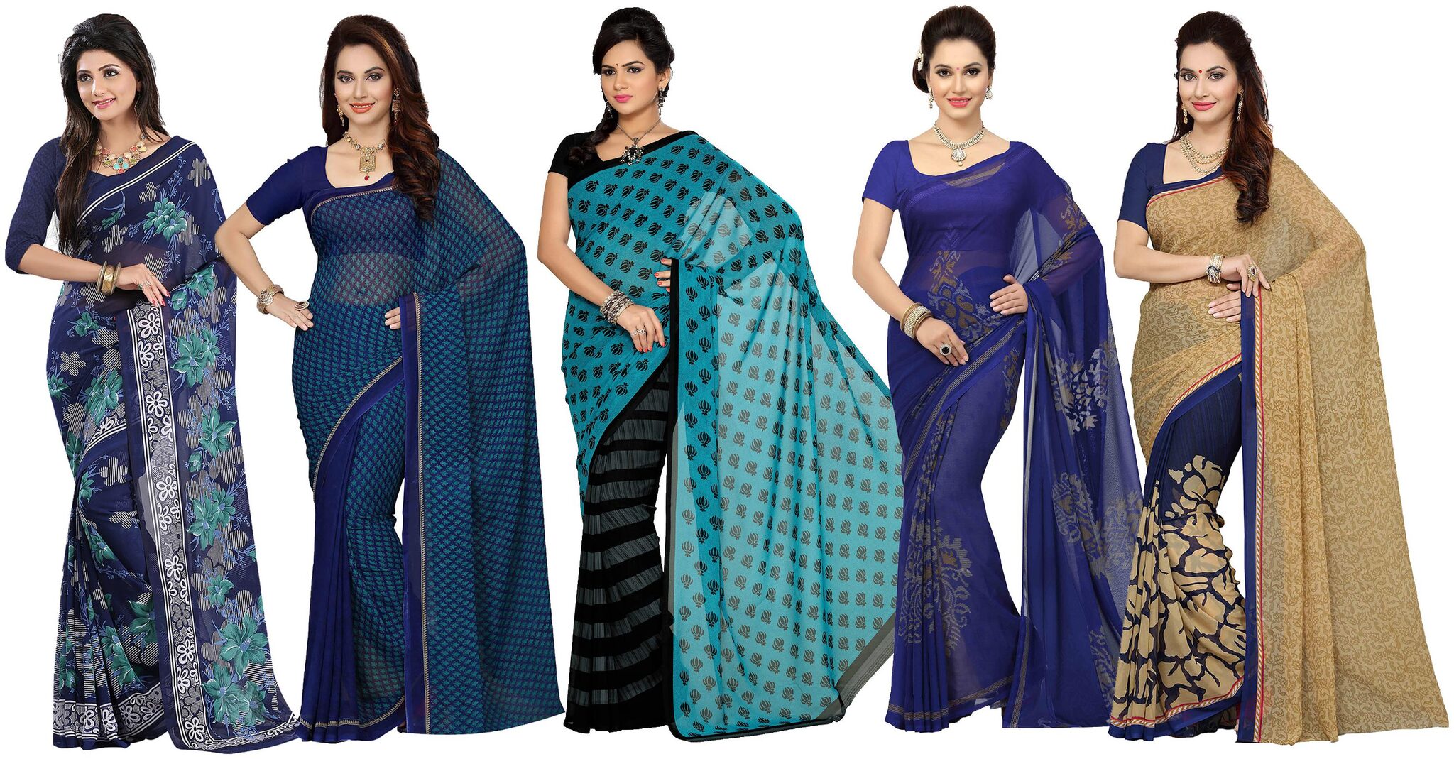 

Ishin Faux Georgette Daily Wear Women Regular Saree With Blouse Multi