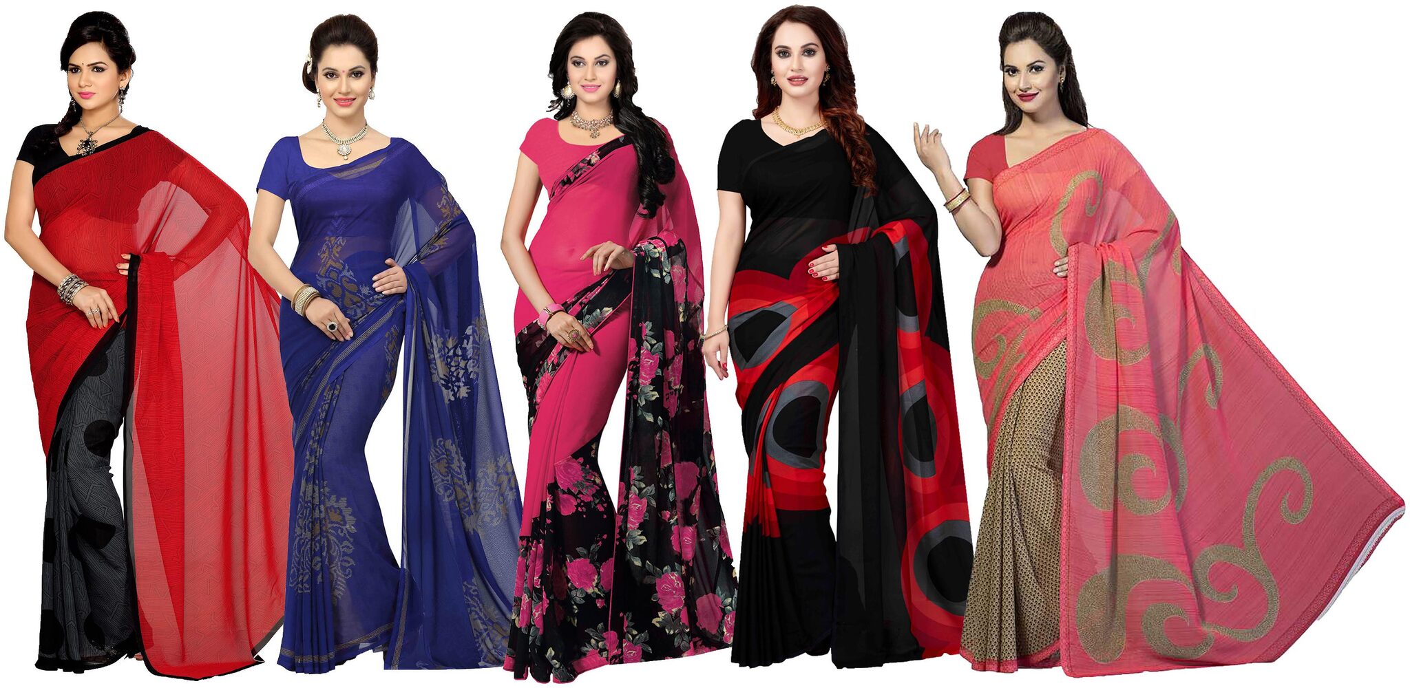 

Ishin Faux Georgette Daily Wear Women Regular Saree With Blouse Multi